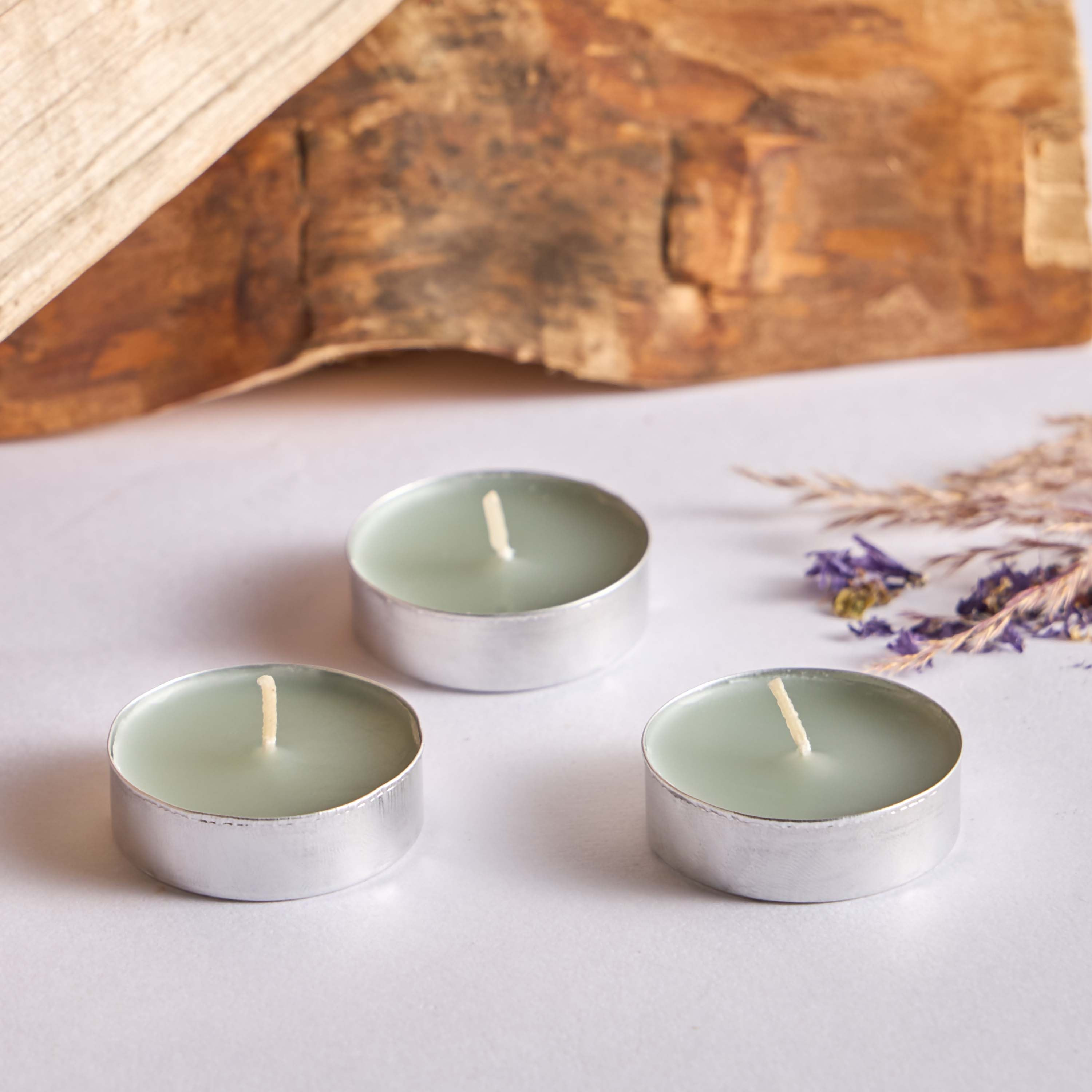 Essentials 50-Piece Sage Lavender Scented Tealight Candle Set - 4 h-household-homefragrance-candles-image-1