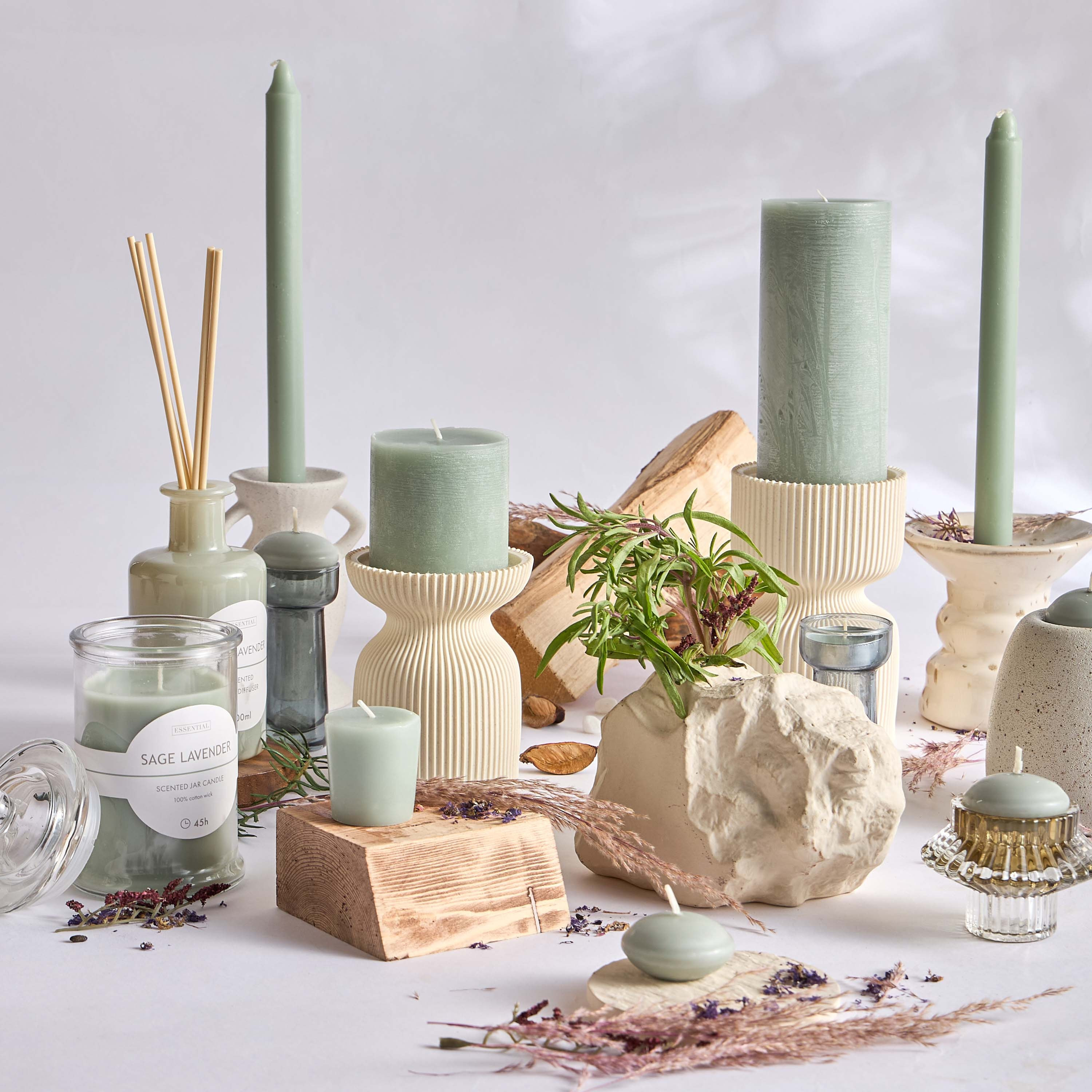 Essentials Sage Lavender Scented Pillar Candle - 15 h-household-homefragrance-candles-image-3