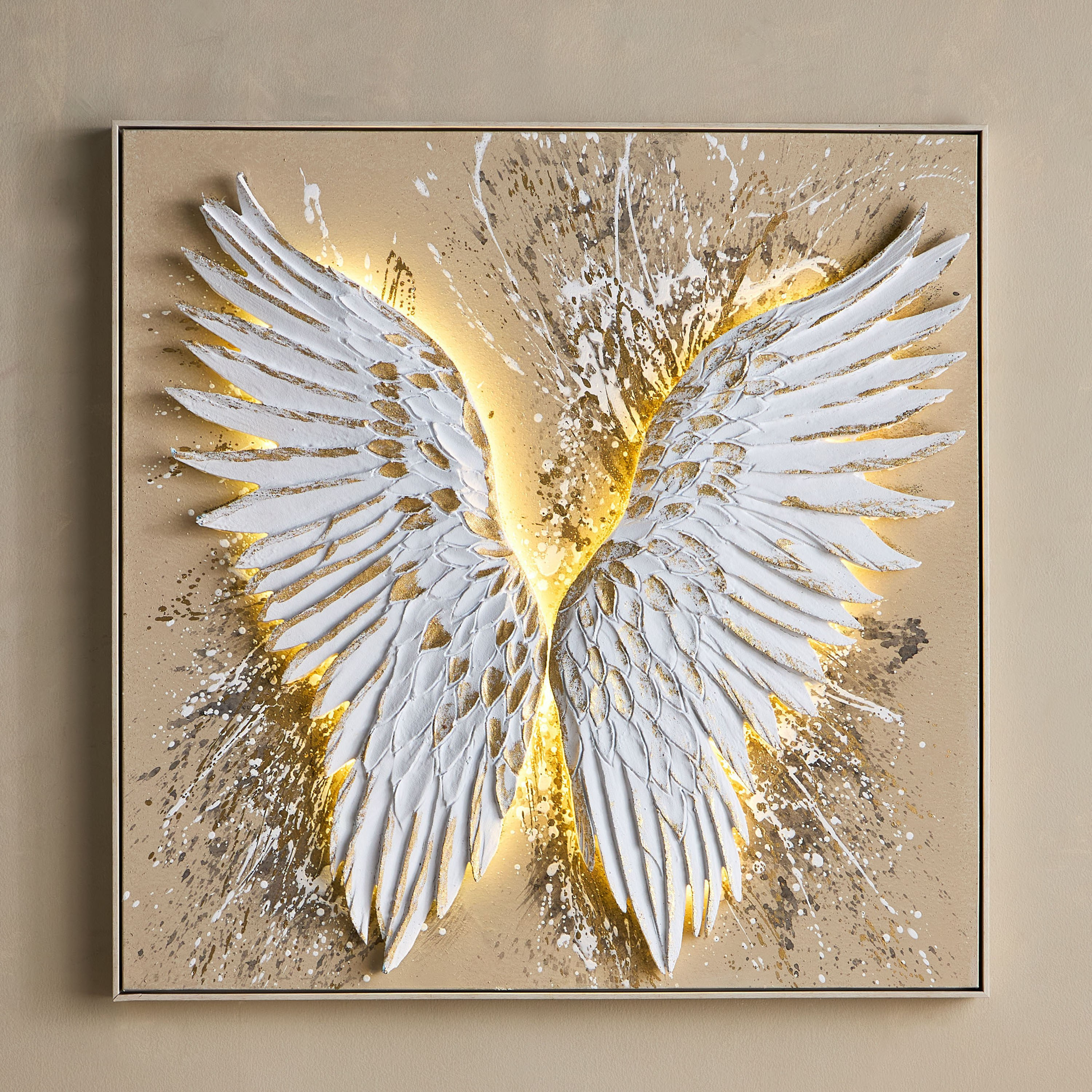 زينة حائط لوحة زيتية كانفاس مؤطرة ليد - إليسيا- 100x100 سم-household-walldecorandmirrors-wallart-image-1