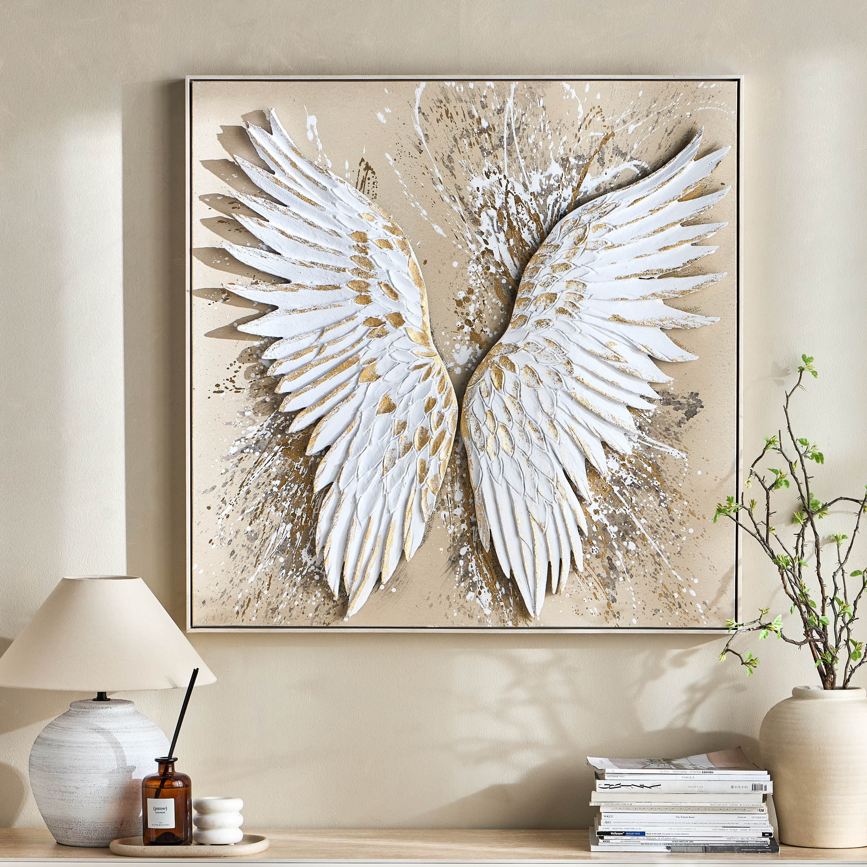 زينة حائط لوحة زيتية كانفاس مؤطرة ليد - إليسيا- 100x100 سم-household-walldecorandmirrors-wallart-image-5