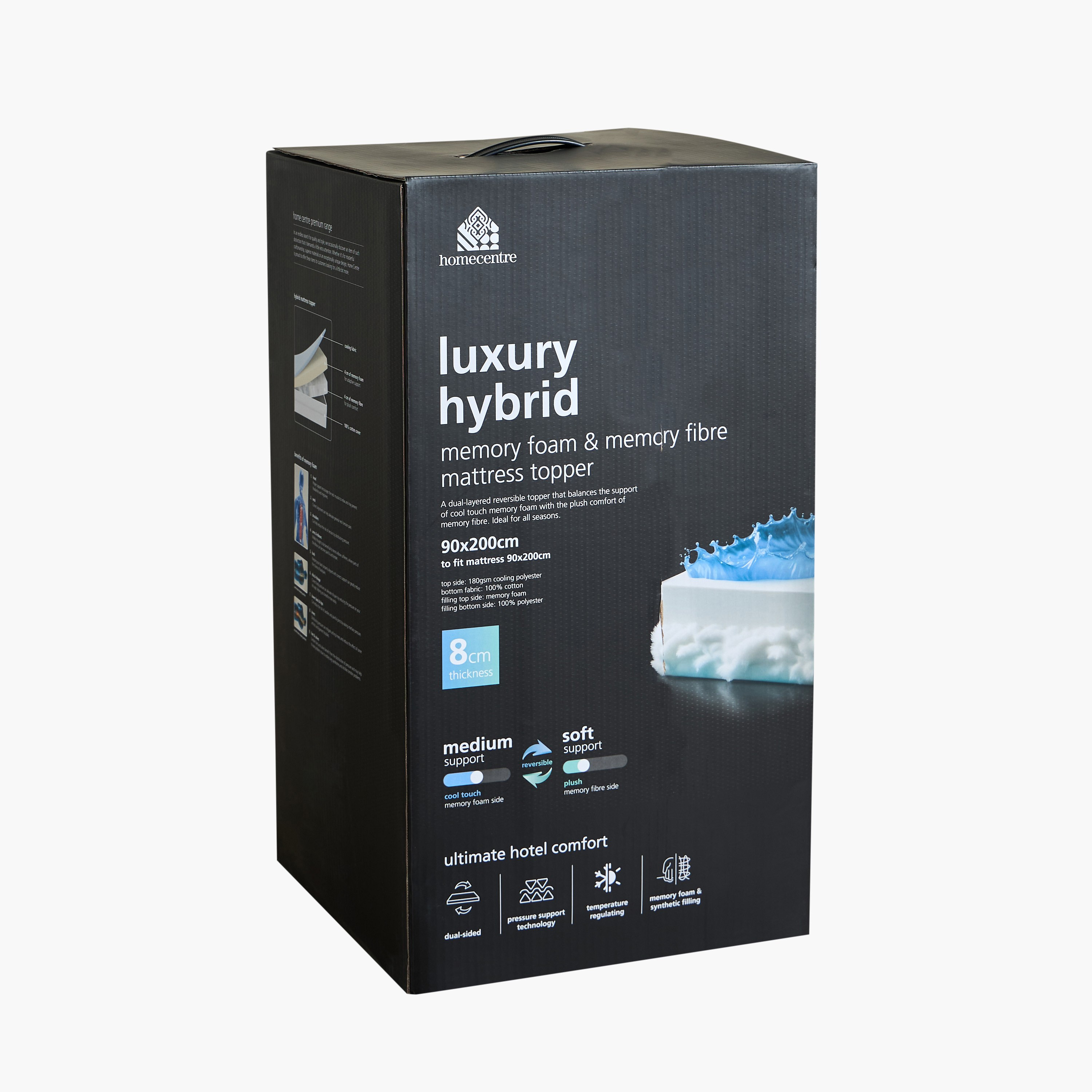 Hybrid Single Memory Foam Mattress Topper - 90x200+8 cm-household-bedding-mattresstoppersandprotectors-mattresstoppers-image-5