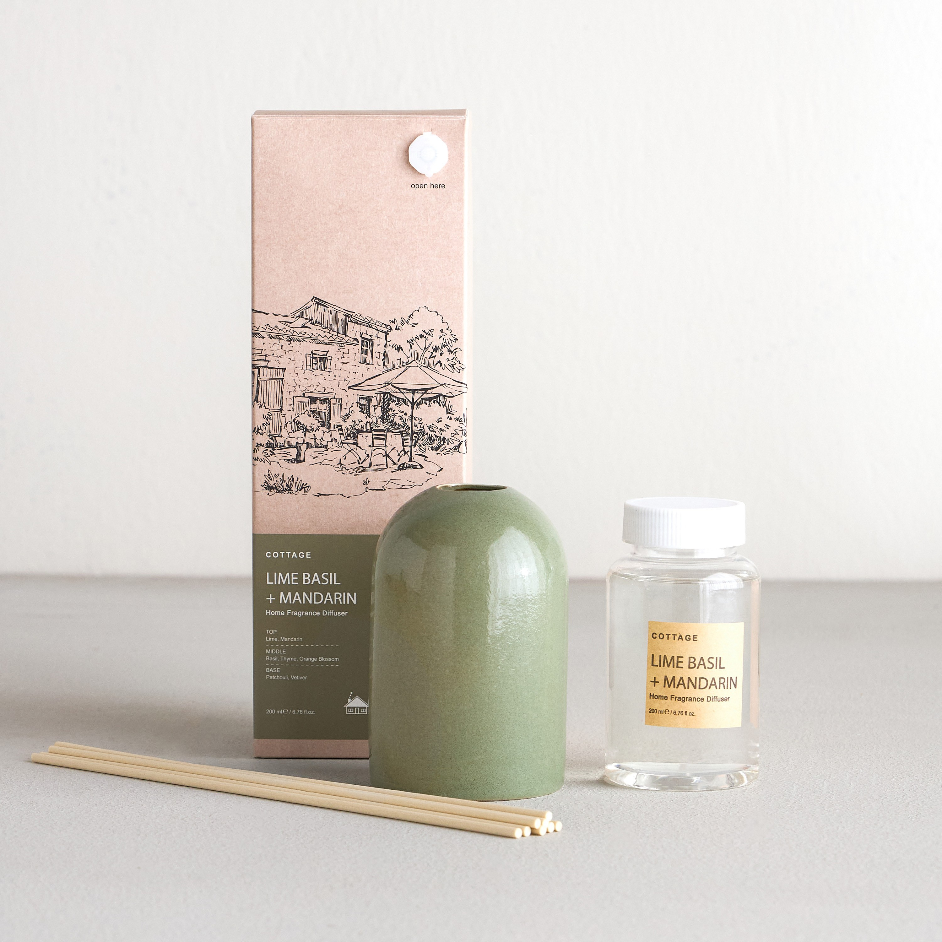 Cottage Lime Basil and Mandarin Reed Diffuser - 200 ml-household-homefragrance-reeddiffusers-image-2