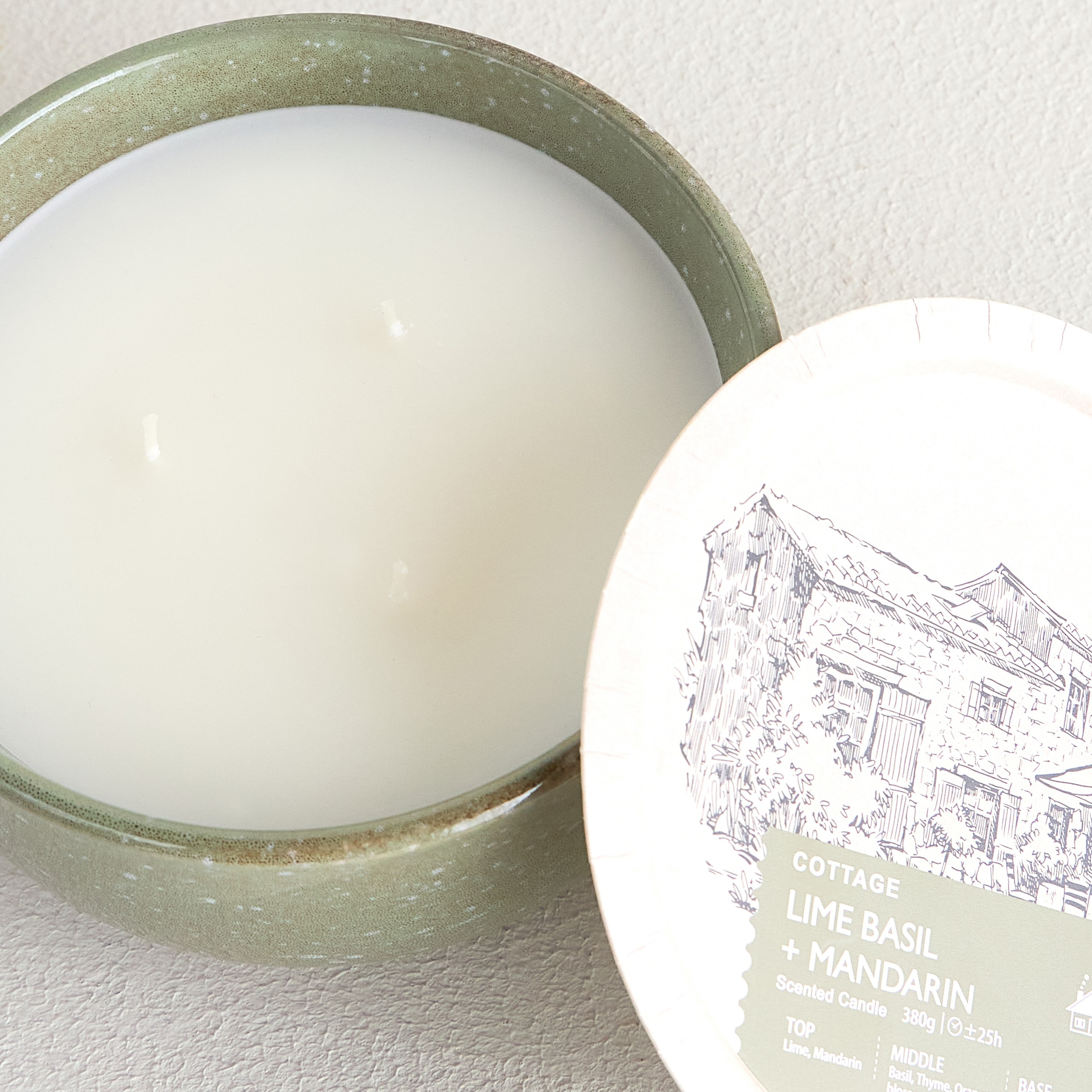 Cottage Lime Basil and Mandarin Scented Jar Candle - 25 H-household-homefragrance-candles-image-2