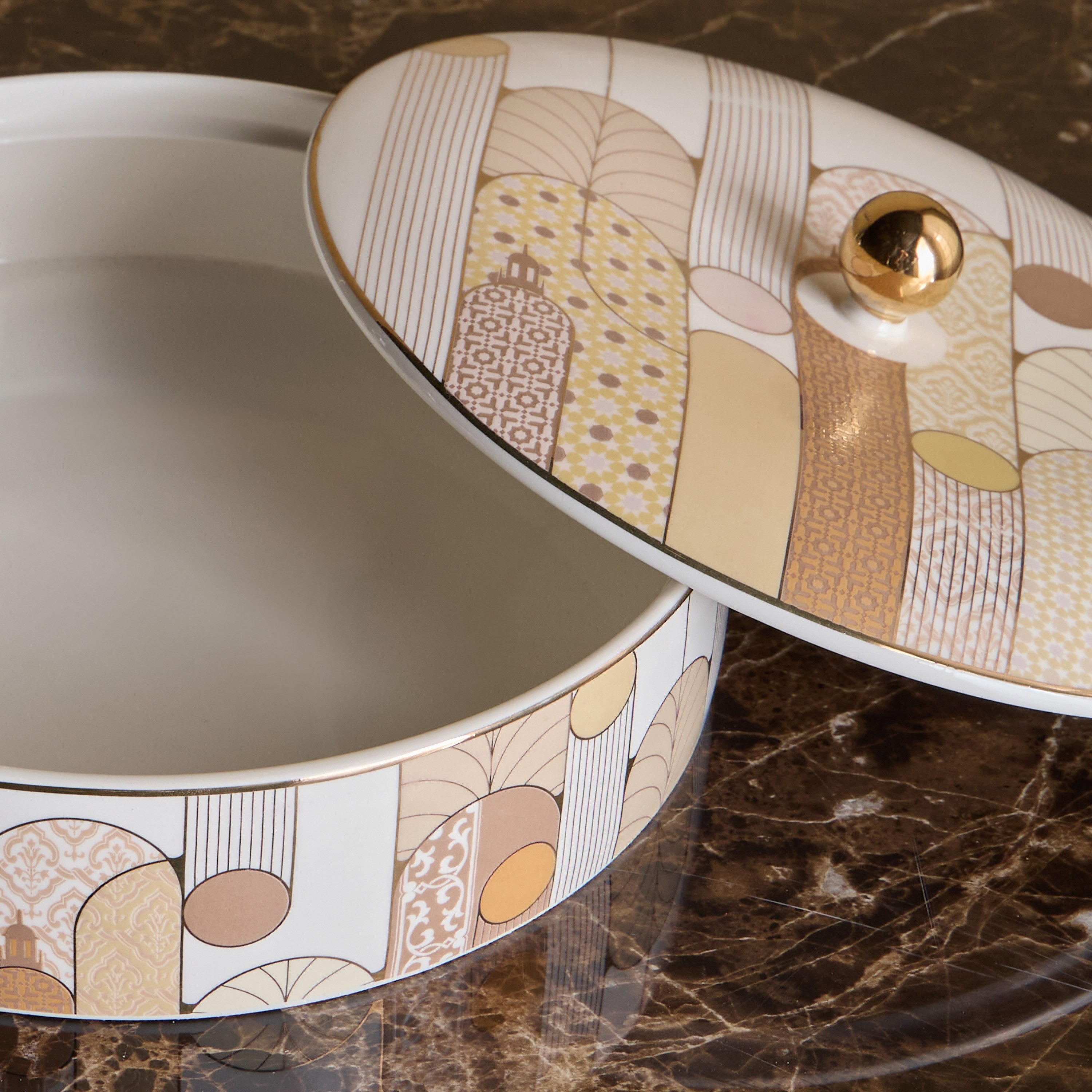 Tamara New Bone China Serving Dish with Lid - 25 cm-household-dining-serveware-foodwarmersandcasseroles-image-2