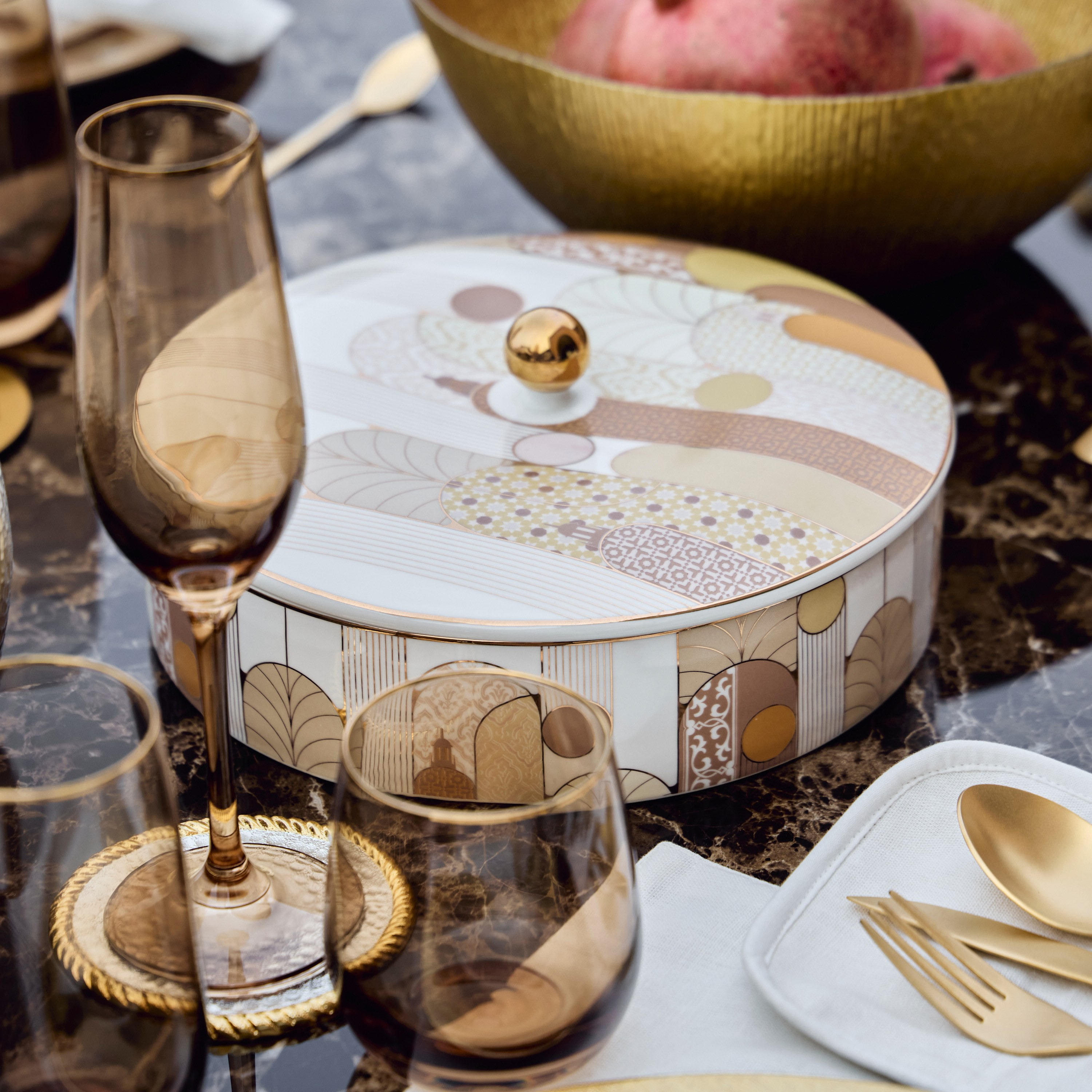 Tamara New Bone China Serving Dish with Lid - 25 cm-household-dining-serveware-foodwarmersandcasseroles-image-3