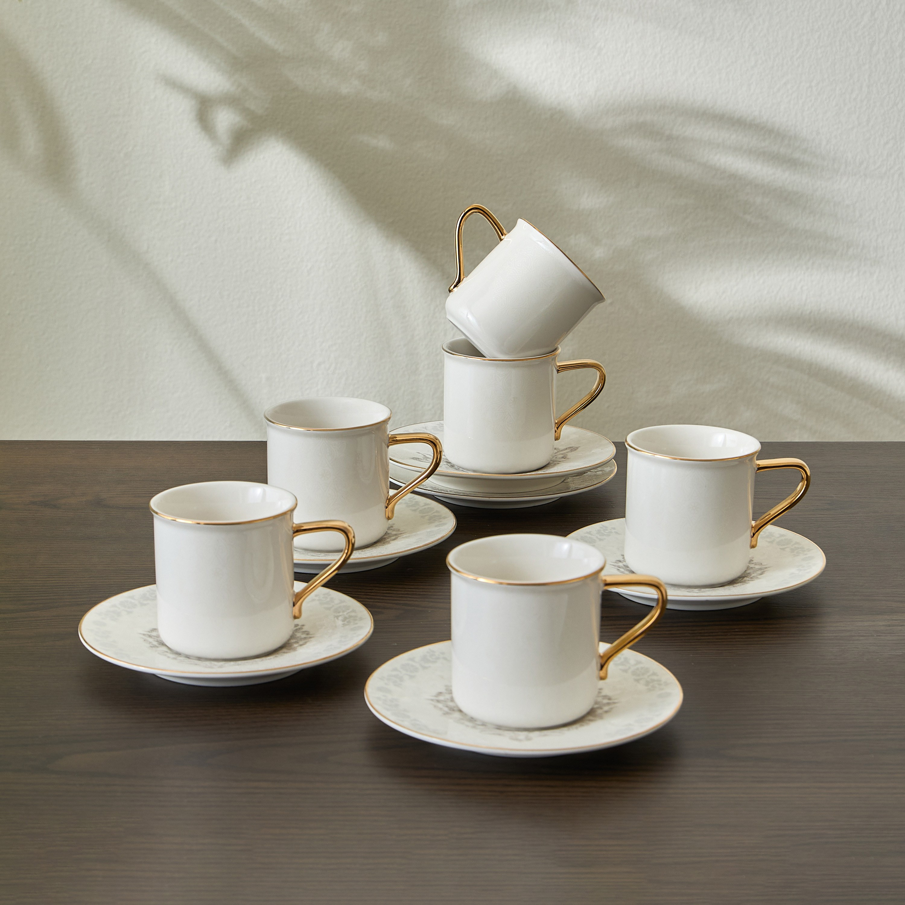 طقم صحون وفناجين من الخزف الصيني 12 قطعة - سلوى - 200 مل، 6 أفراد-household-dining-teaandcoffee-teaandcoffeesets-image-1