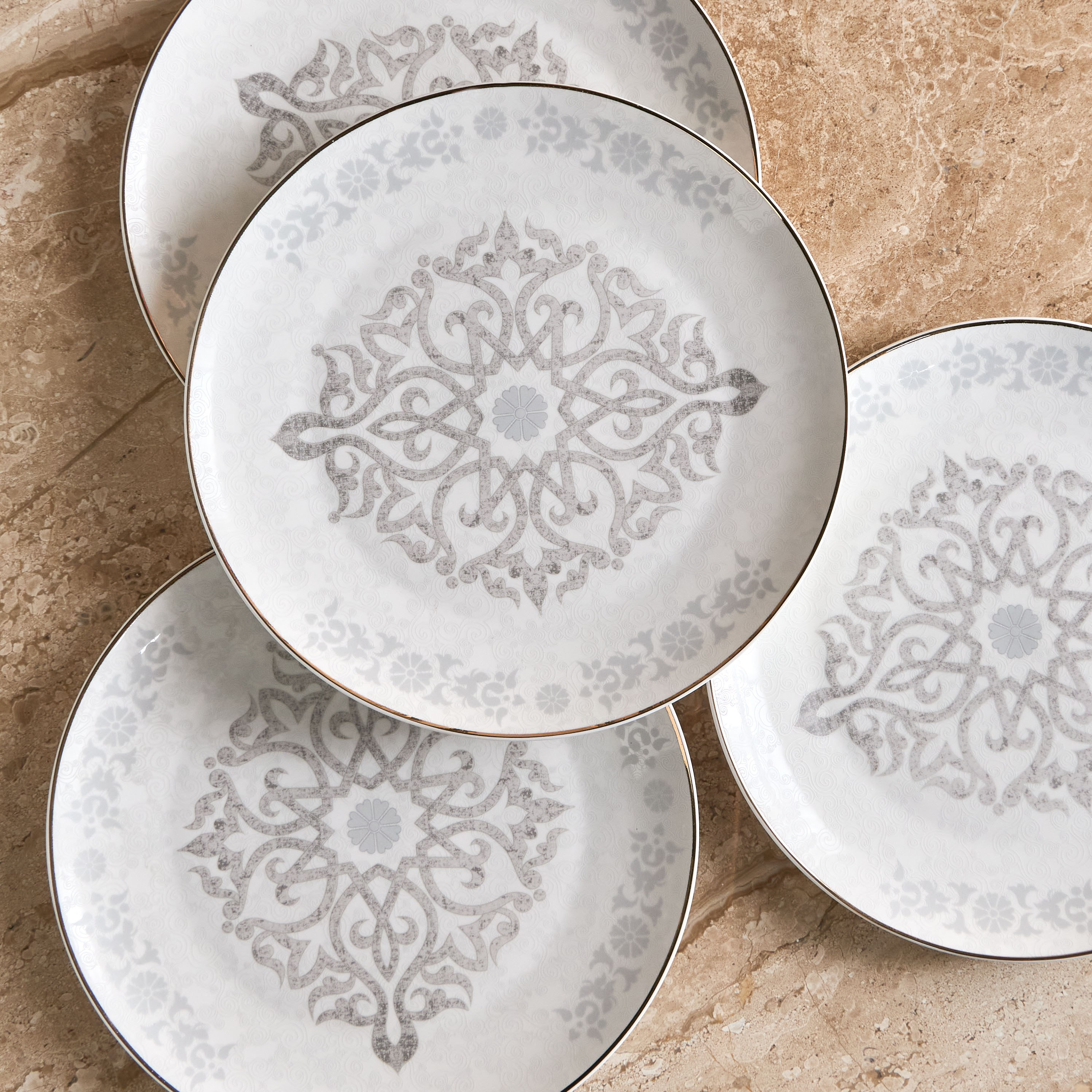 Salwah 4-Piece New Bone China Dinner Plate Set - 25 cm-household-dining-dinnerware-plates-image-3