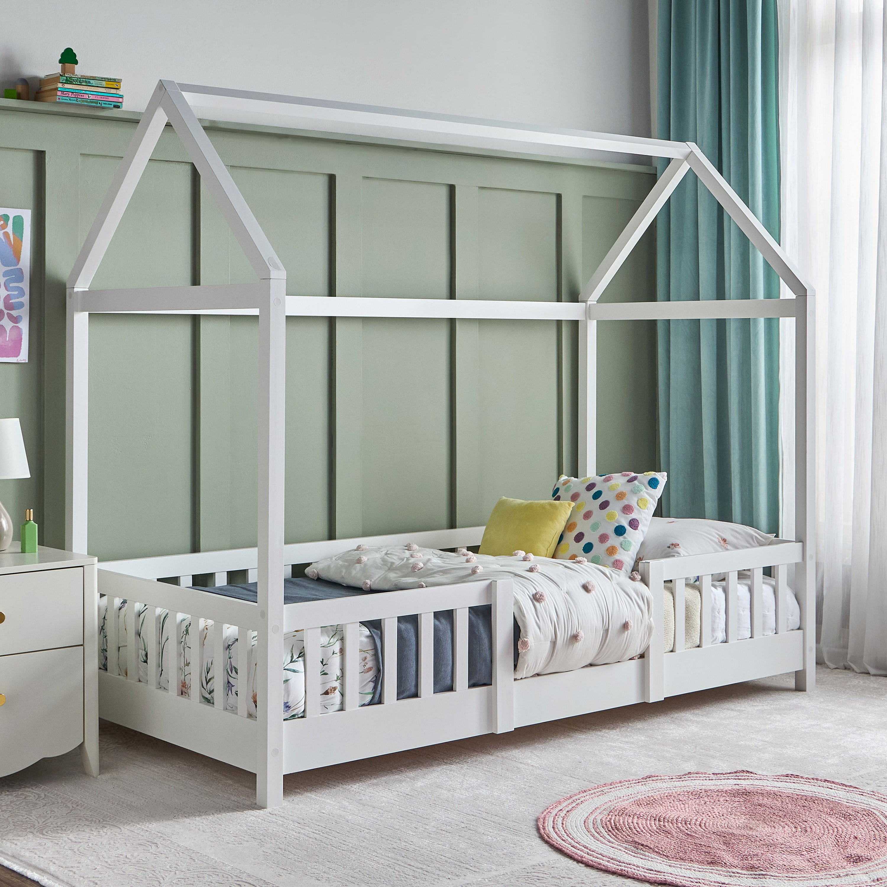 Sergio Hut Bed with Guard Rail - 90x190 cm