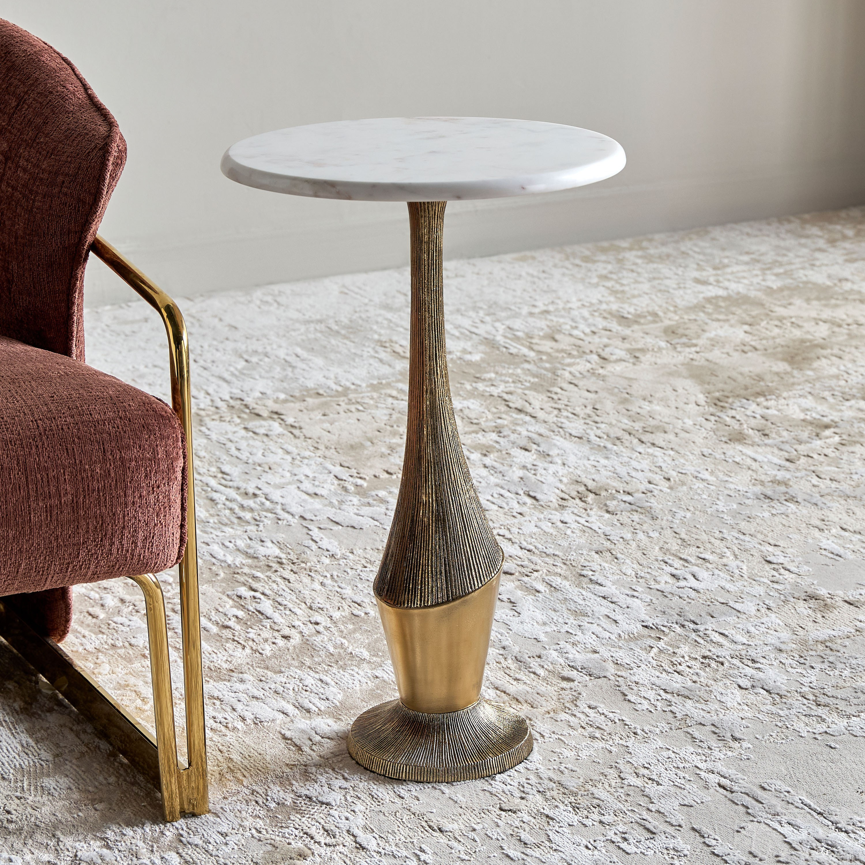 Sabah Marble Top Tall Side Table