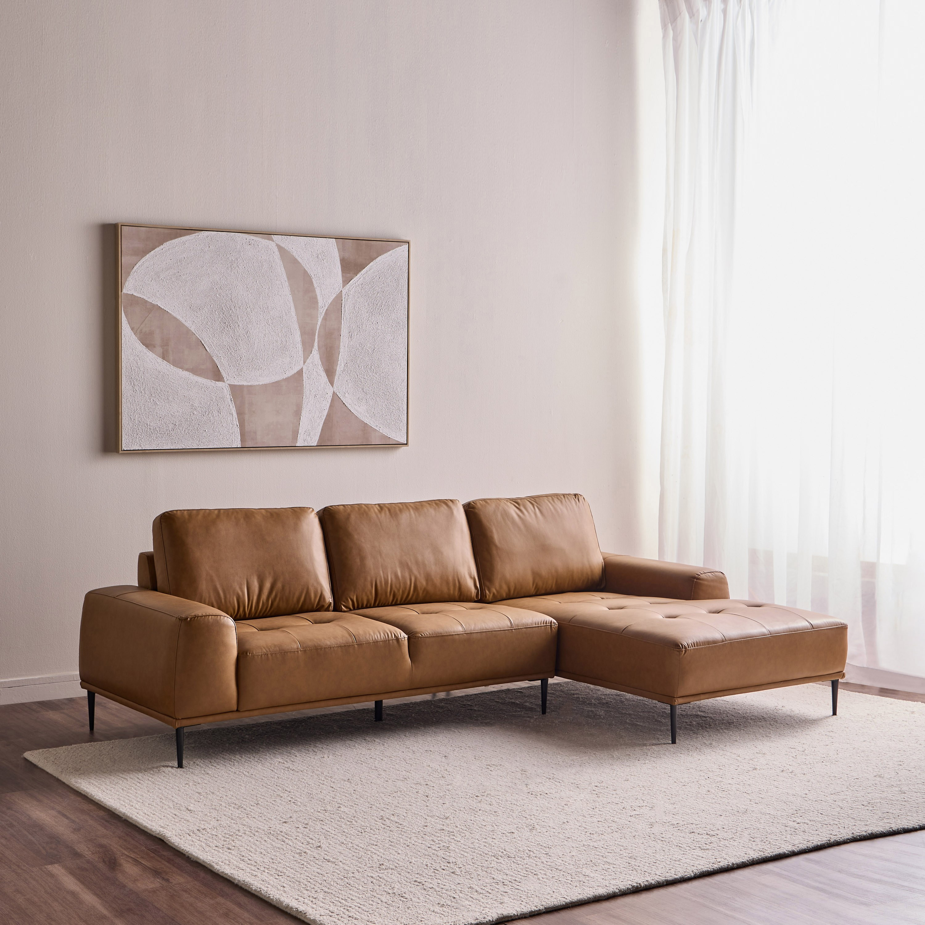 Aydin 3-Seater Faux Leather Right Corner Sofa