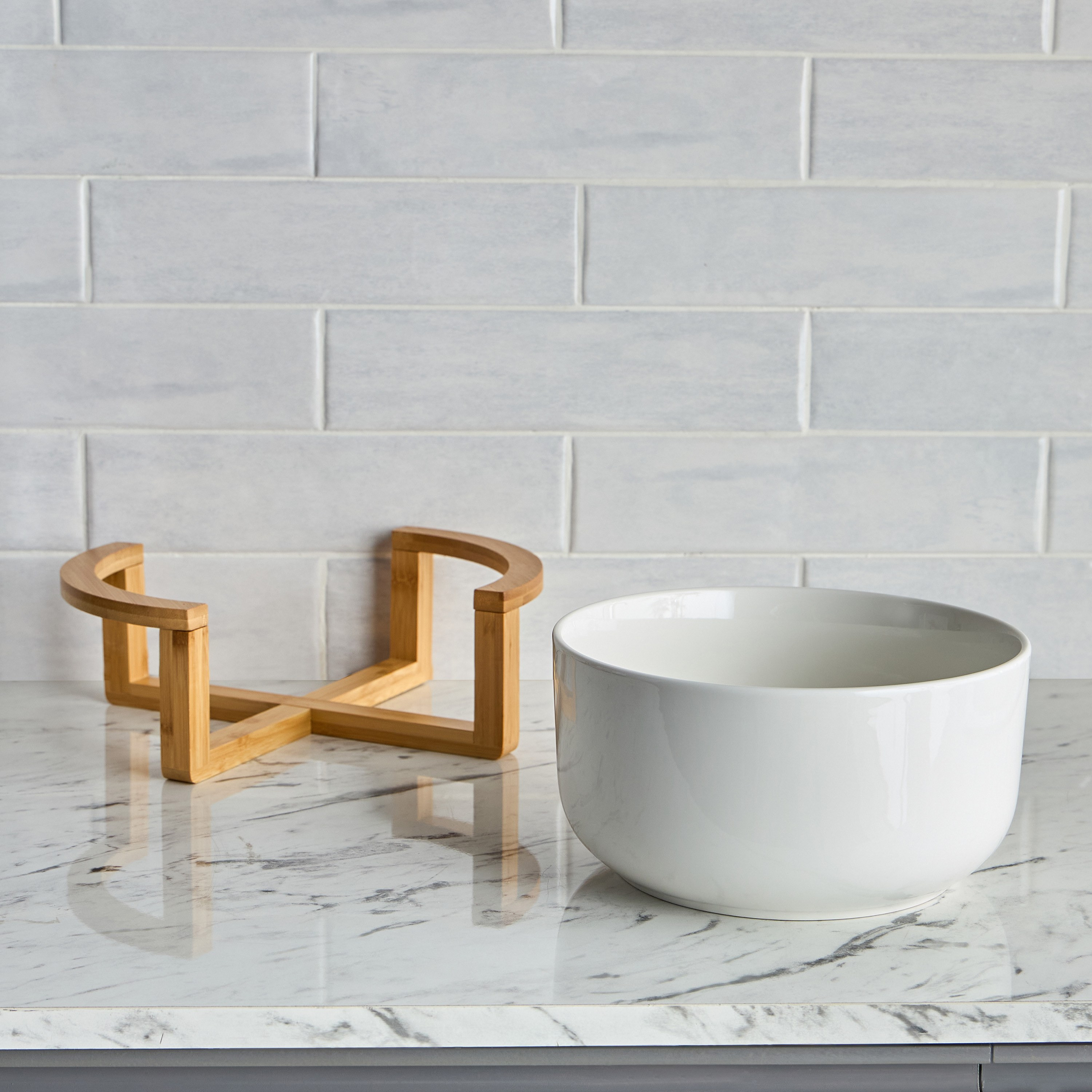 طقم سلطة بورسلان 3 قطع وملعقة تقديم مع حامل - دوان-household-dining-dinnerware-bowls-image-3