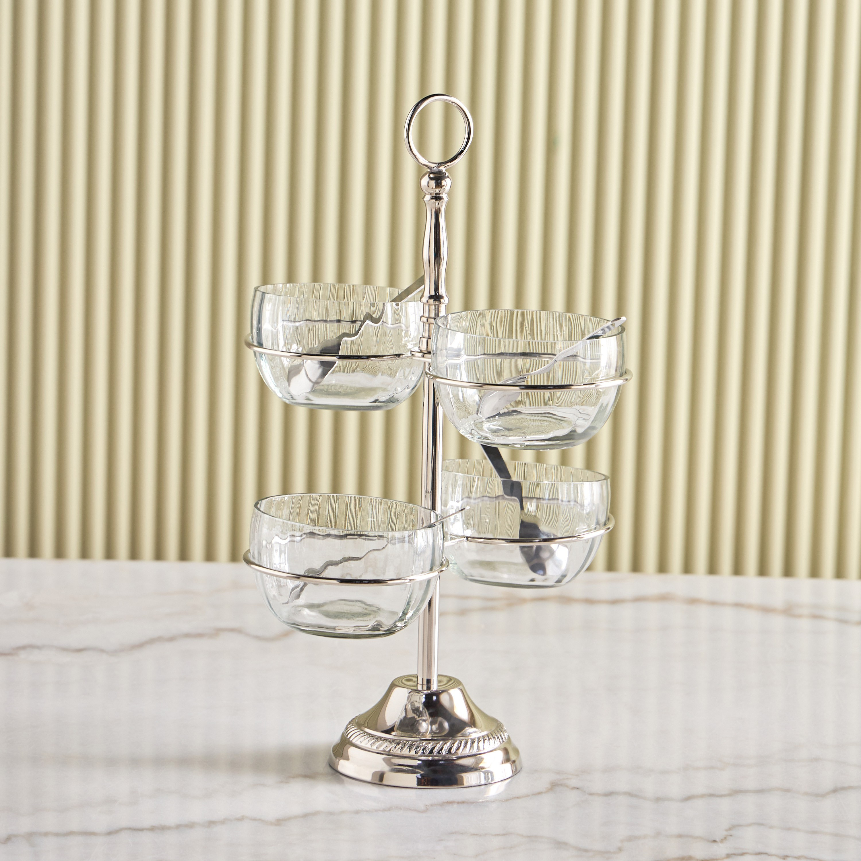 Terreno 4-Piece Condiment Bowl Set with Metal Stand-household-decor-vasesandbowls-image-1