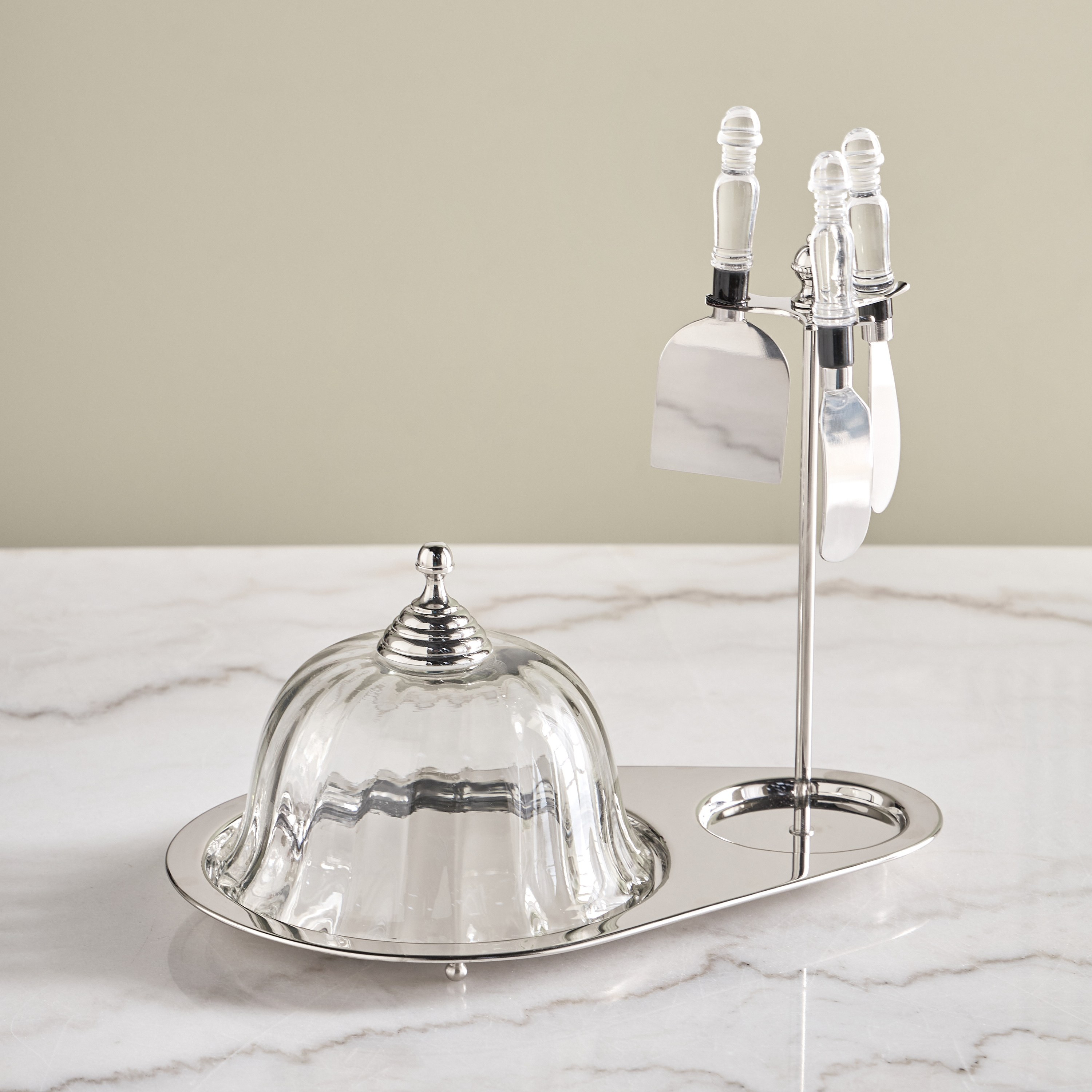Terreno Stainless Steel Serving Tray with Dome and Knives-household-dining-serveware-servingtrays-image-1