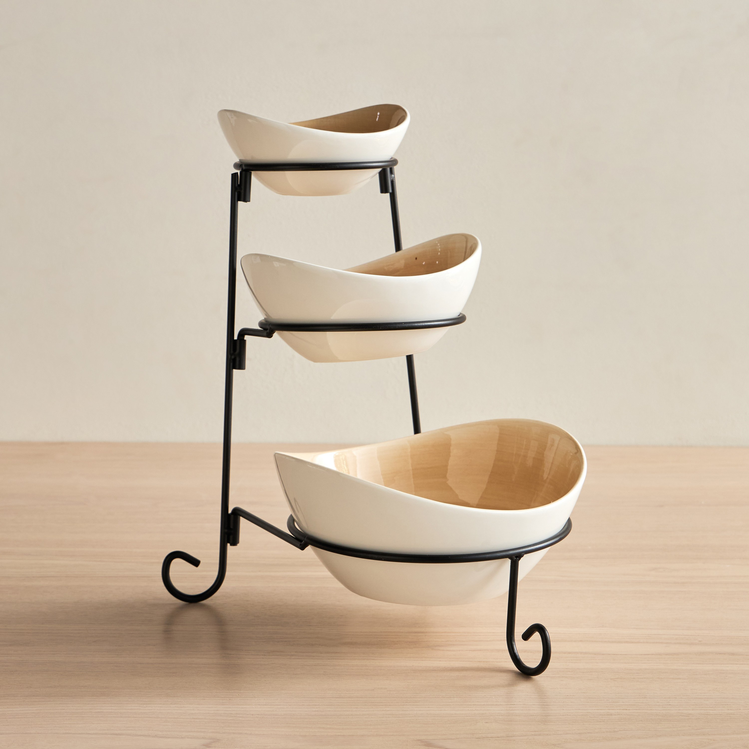 Tamara 3-Piece Porcelain Serving Bowl Set with Metal Stand-household-dining-serveware-servingplatters-image-1