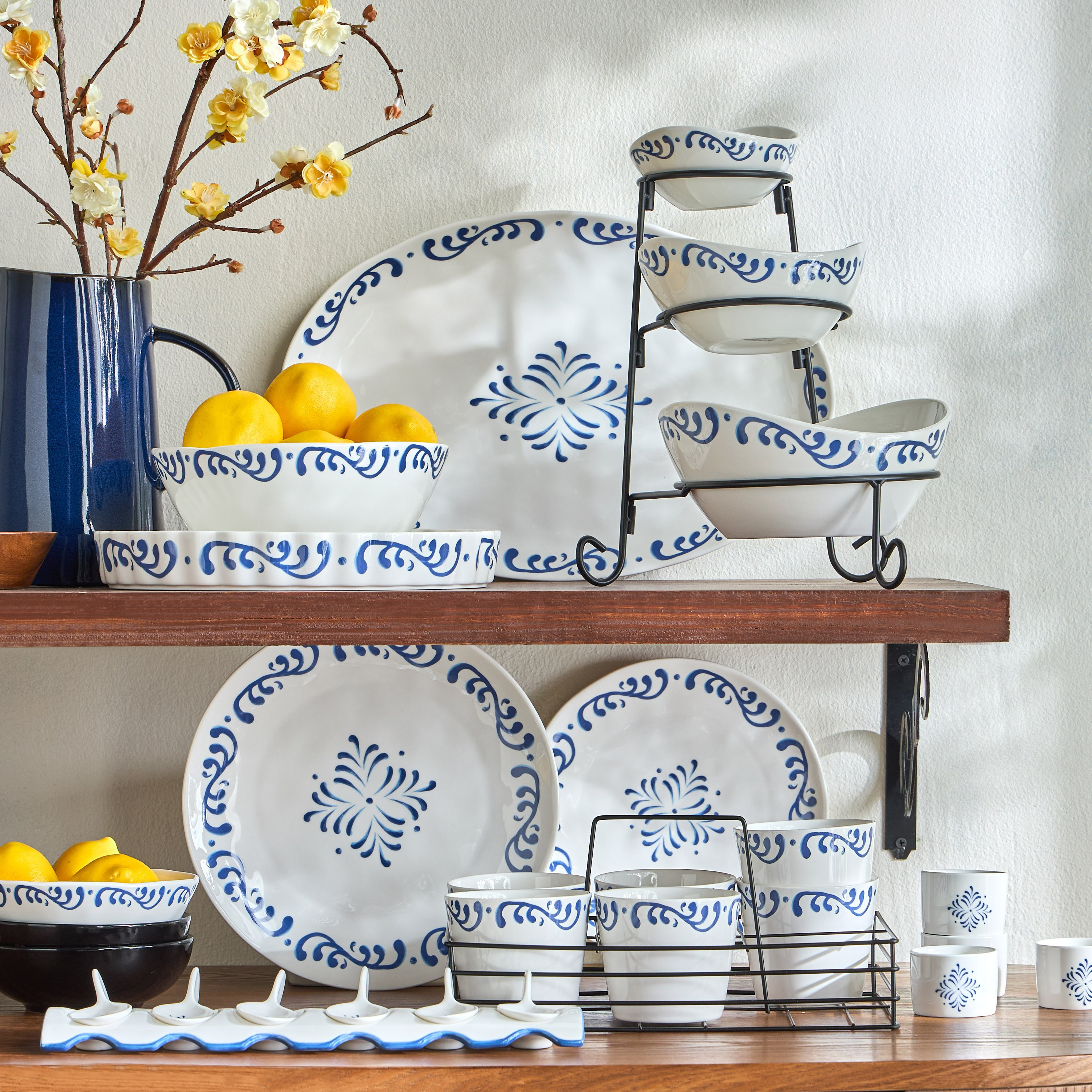 Sicilian 4-Piece Porcelain Appetiser Bowl Set with Tray-household-dining-serveware-chipsanddip-image-3