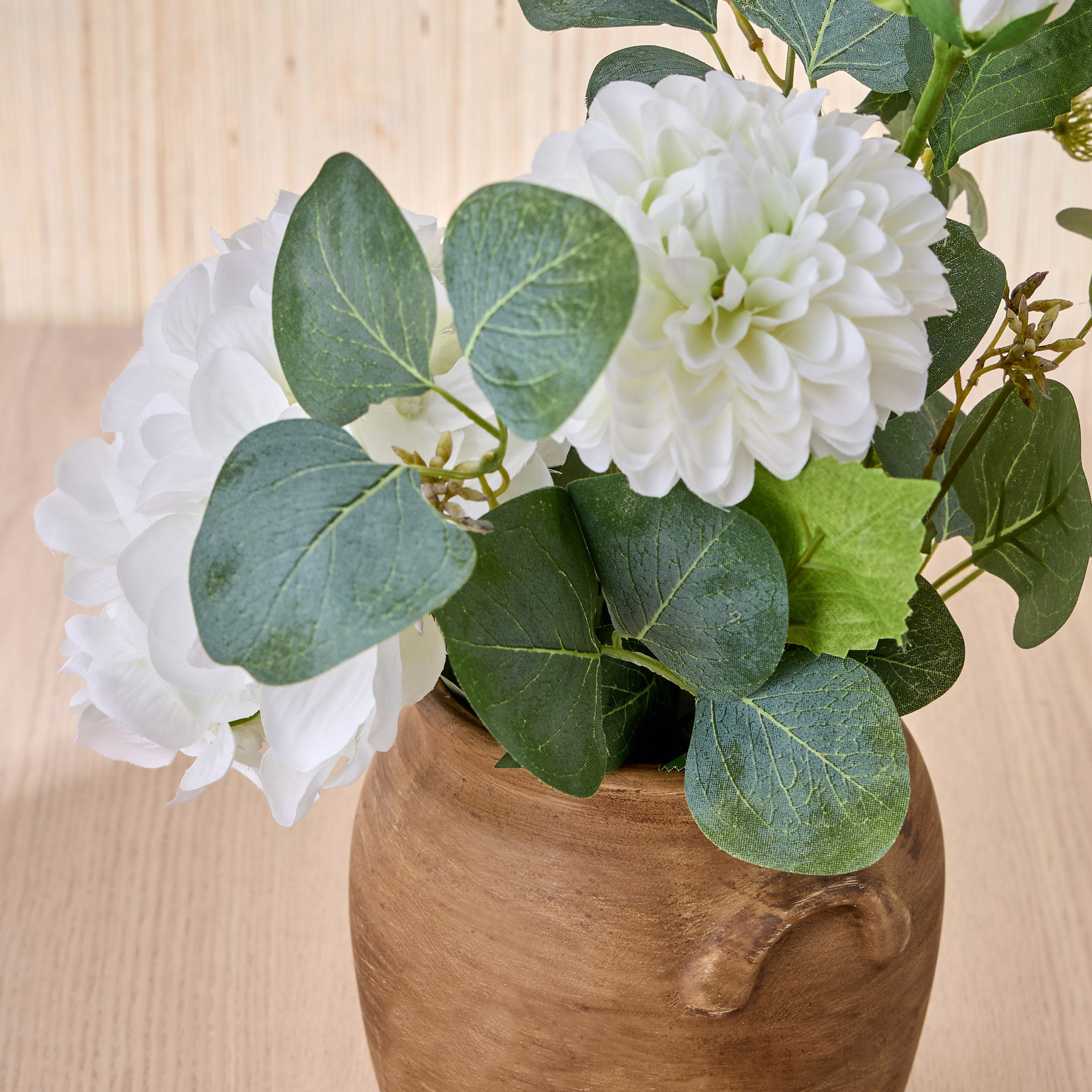 Terra Umber Hydrangia Eucalyptus Plant in Ceramic Pot - 33 cm-household-gardenandoutdoor-artificialflowersandplants-flowers-image-2