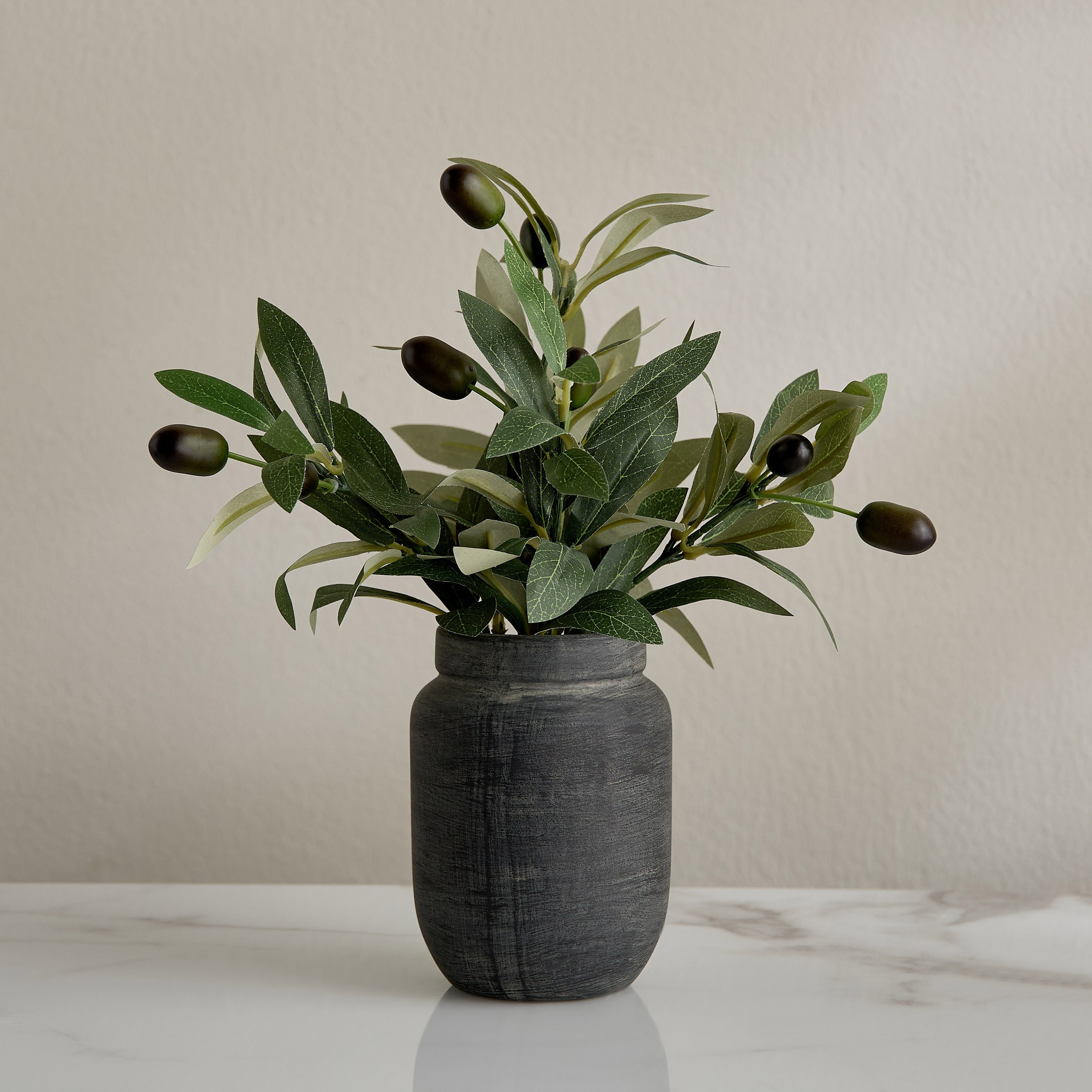 Slate Olive Plant in Pot - 23 cm-household-gardenandoutdoor-artificialplants-pottedplants-image-1