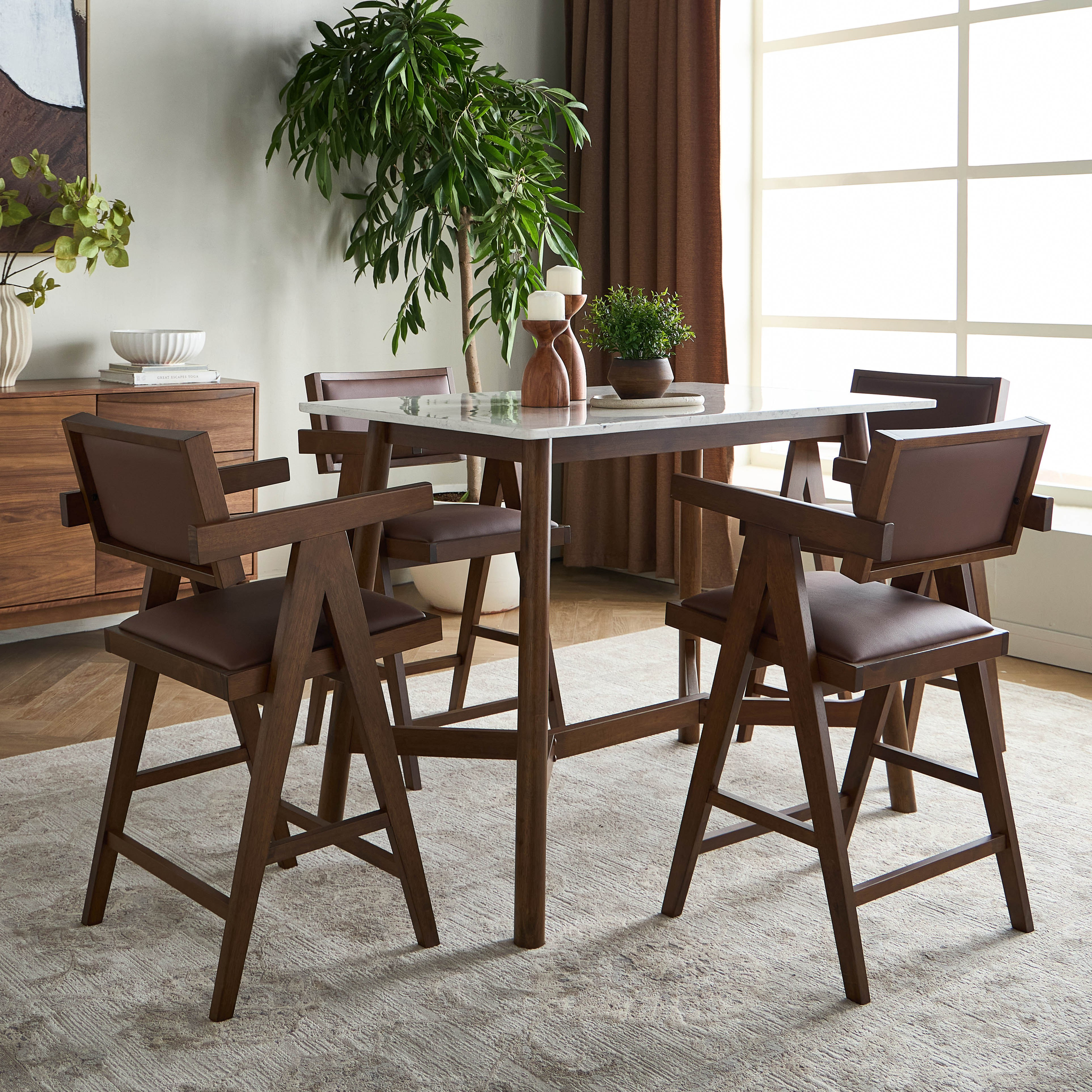 Adam 4-Seater Marble Top High Dining Table-furniture-diningroom-diningtables-image-6