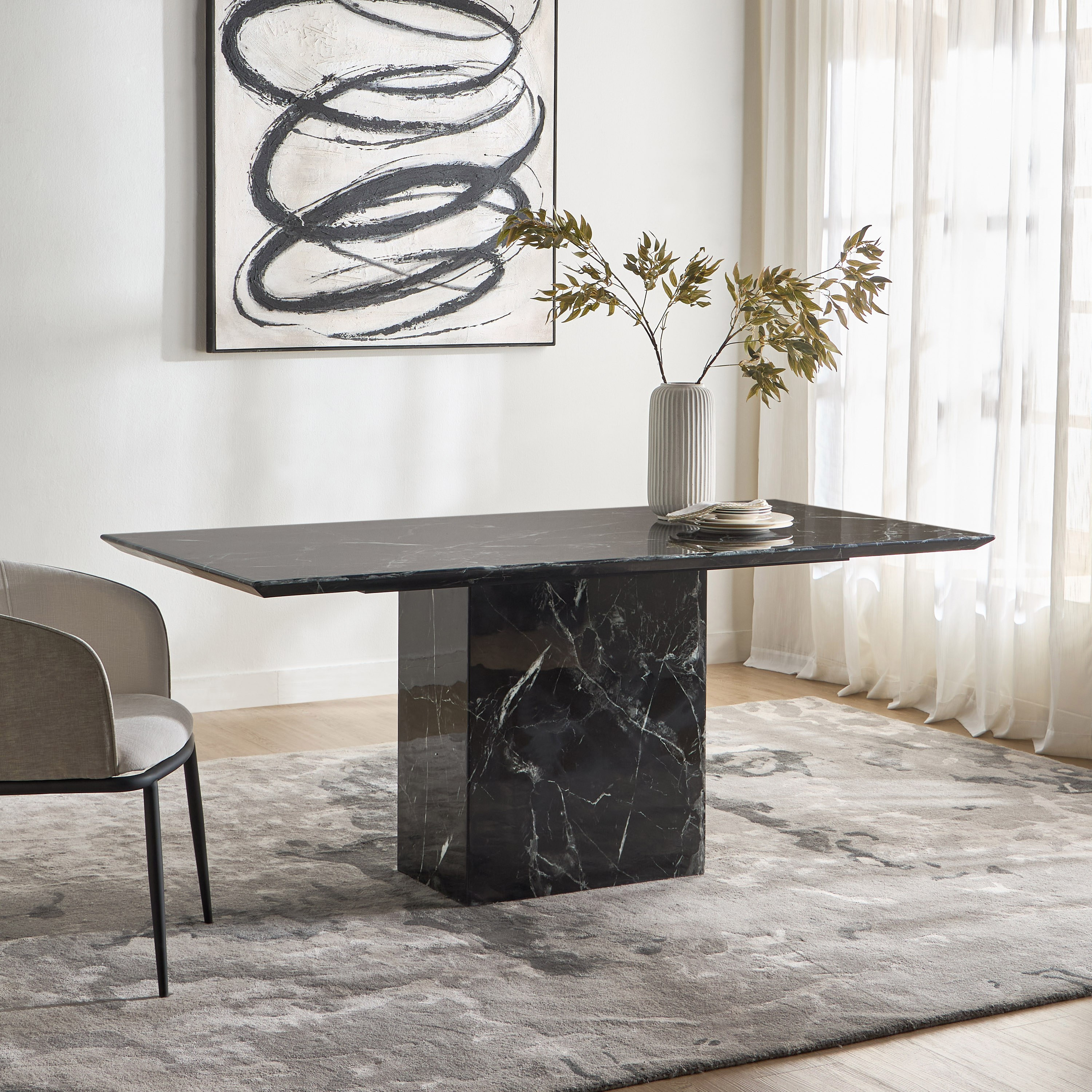 Shop Pavia 6 Seater Marble Top Dining Table Home Centre UAE