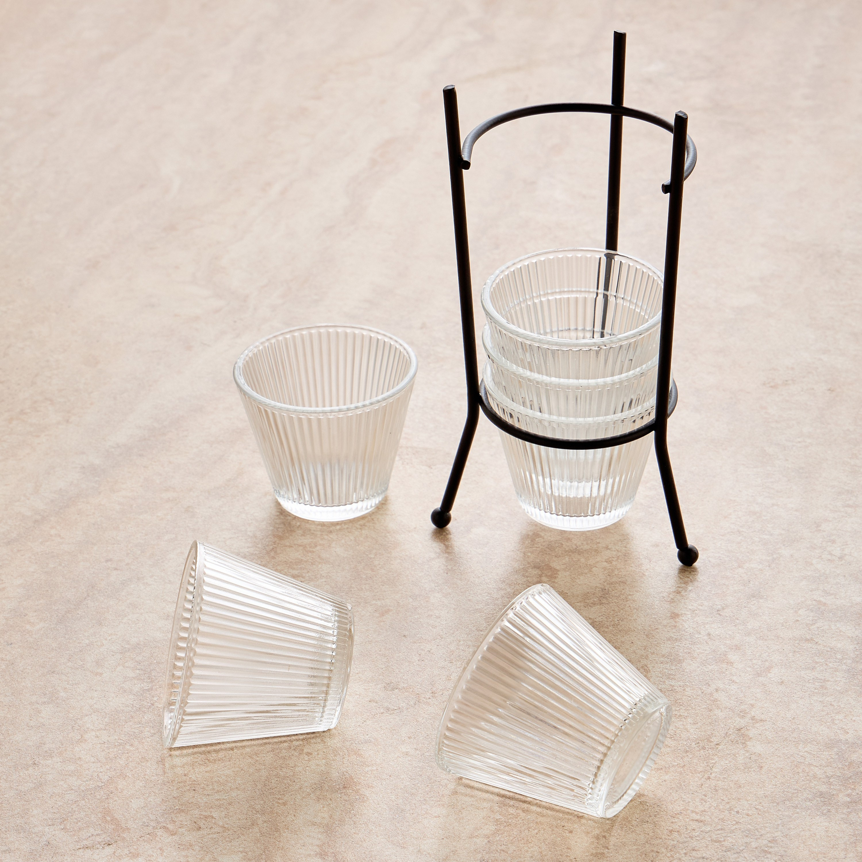 Turk 6-Piece Glass Kahwa Cup Set with Stand - 80 ml