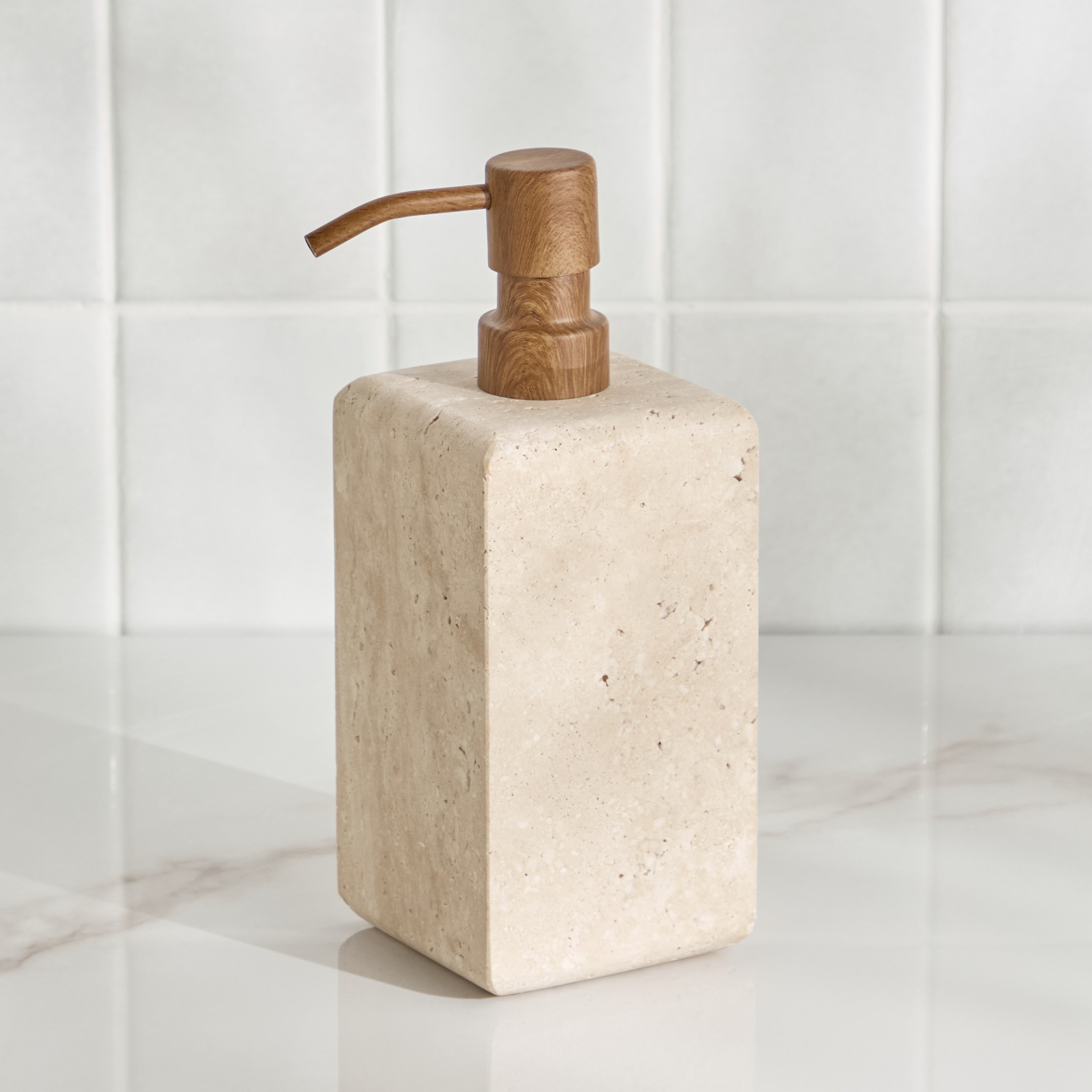 Travertine Marble Soap Dispenser-household-bathandlaundry-bathaccessories-soapdishesanddispensers-image-1