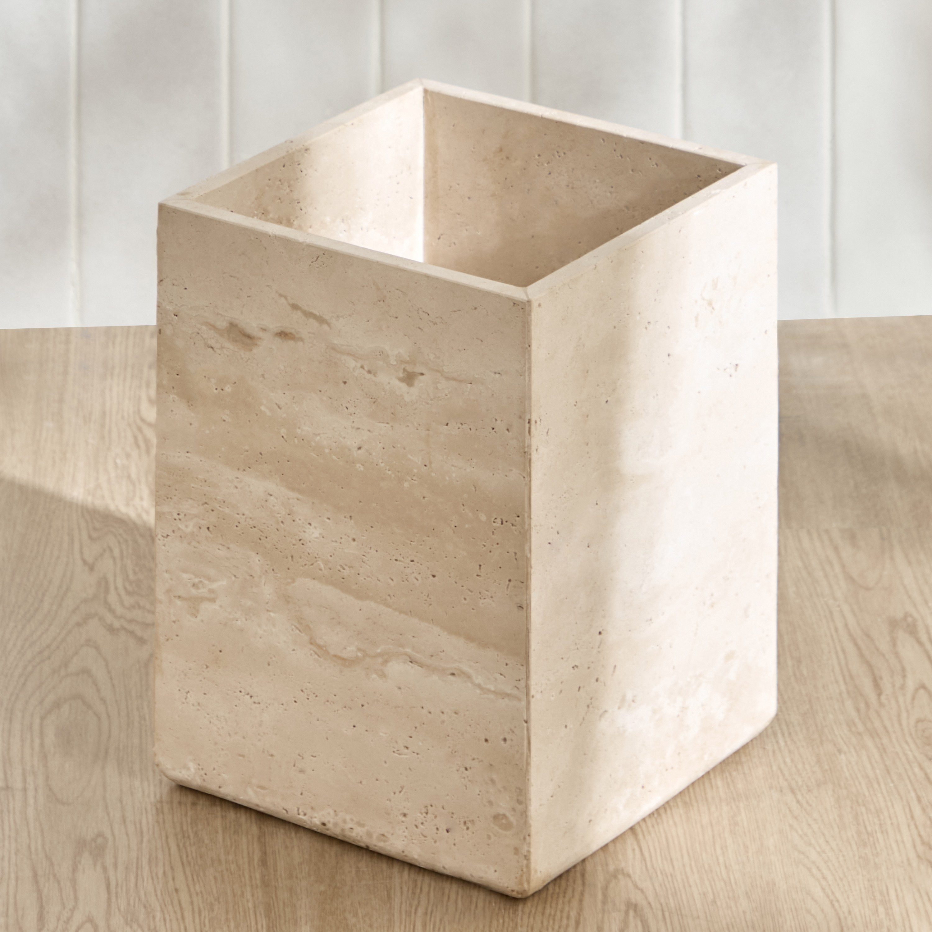 Travertine Marble Waste Bin-household-bathandlaundry-wastebinsandaccessories-image-2