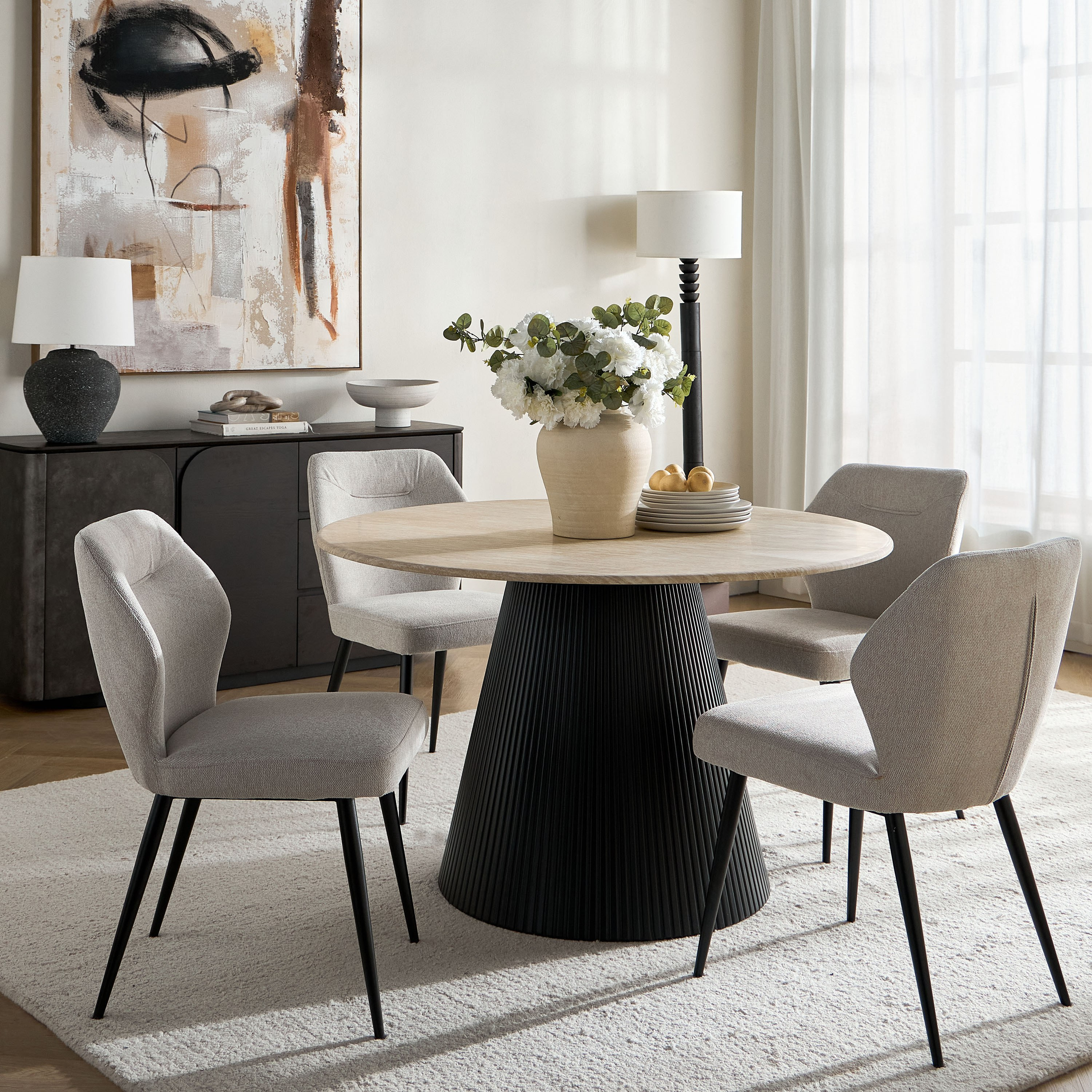 طاولة سفرة 4 مقاعد بسطح رخام - توم-furniture-diningroom-diningtables-image-5