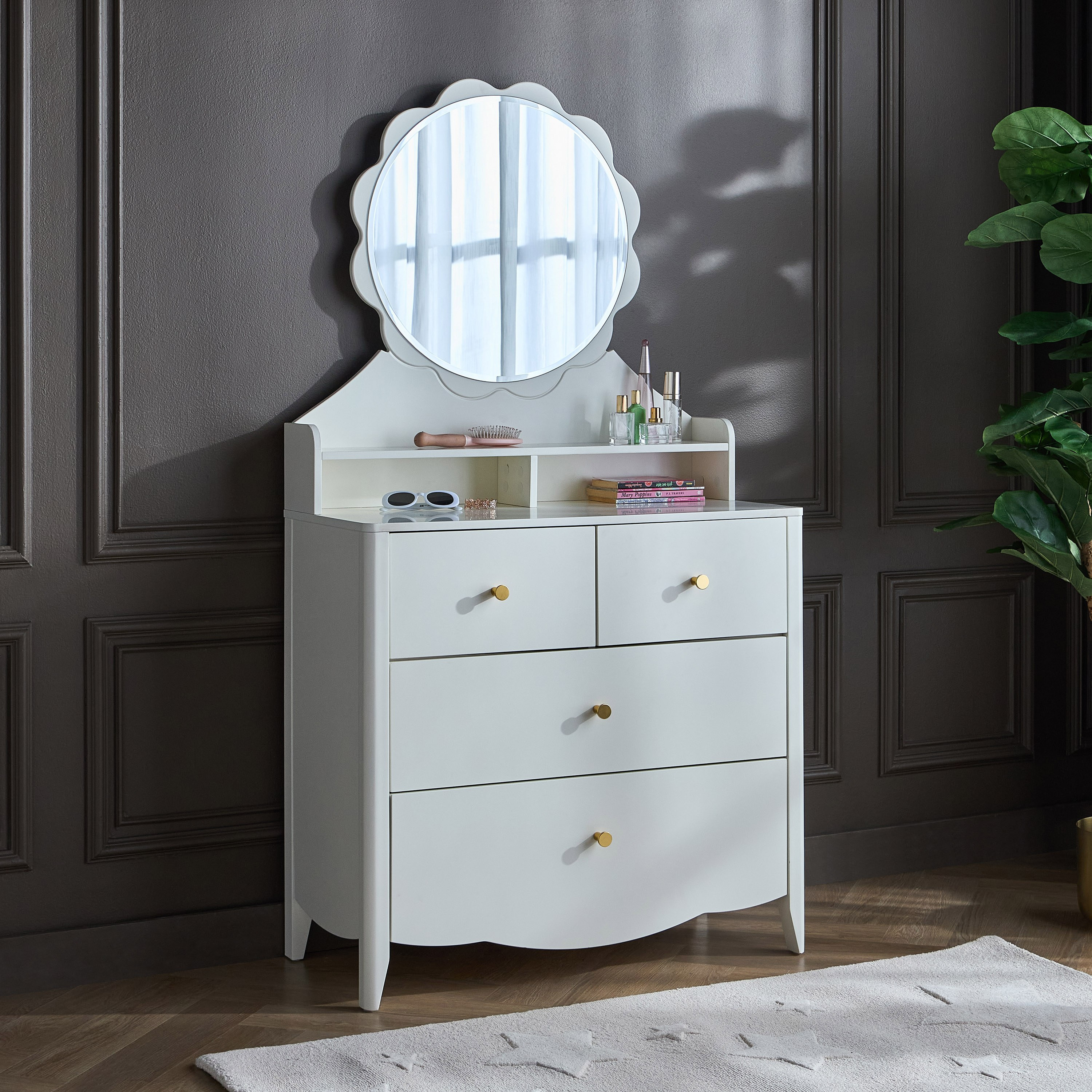 تسريحة 4 أدراج مع مرآة - لي لي-babyandkids-roomfurniture-dressersandmirrors-image-1