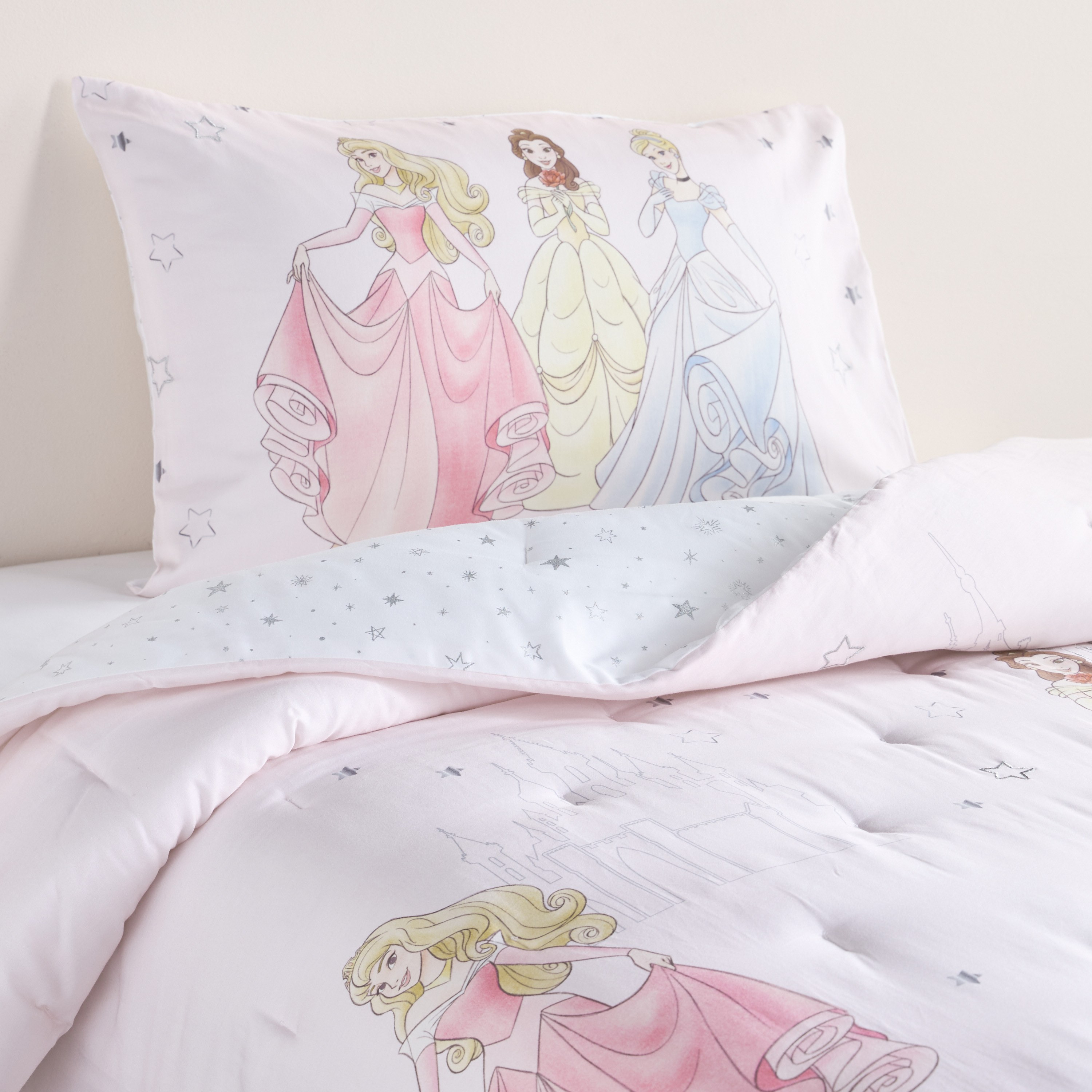 Disney Royal Princess Cotton Printed 3-Piece Full Comforter Set - 160x220 cm-babyandkids-beddingandwindows-bedding-comforters-image-1