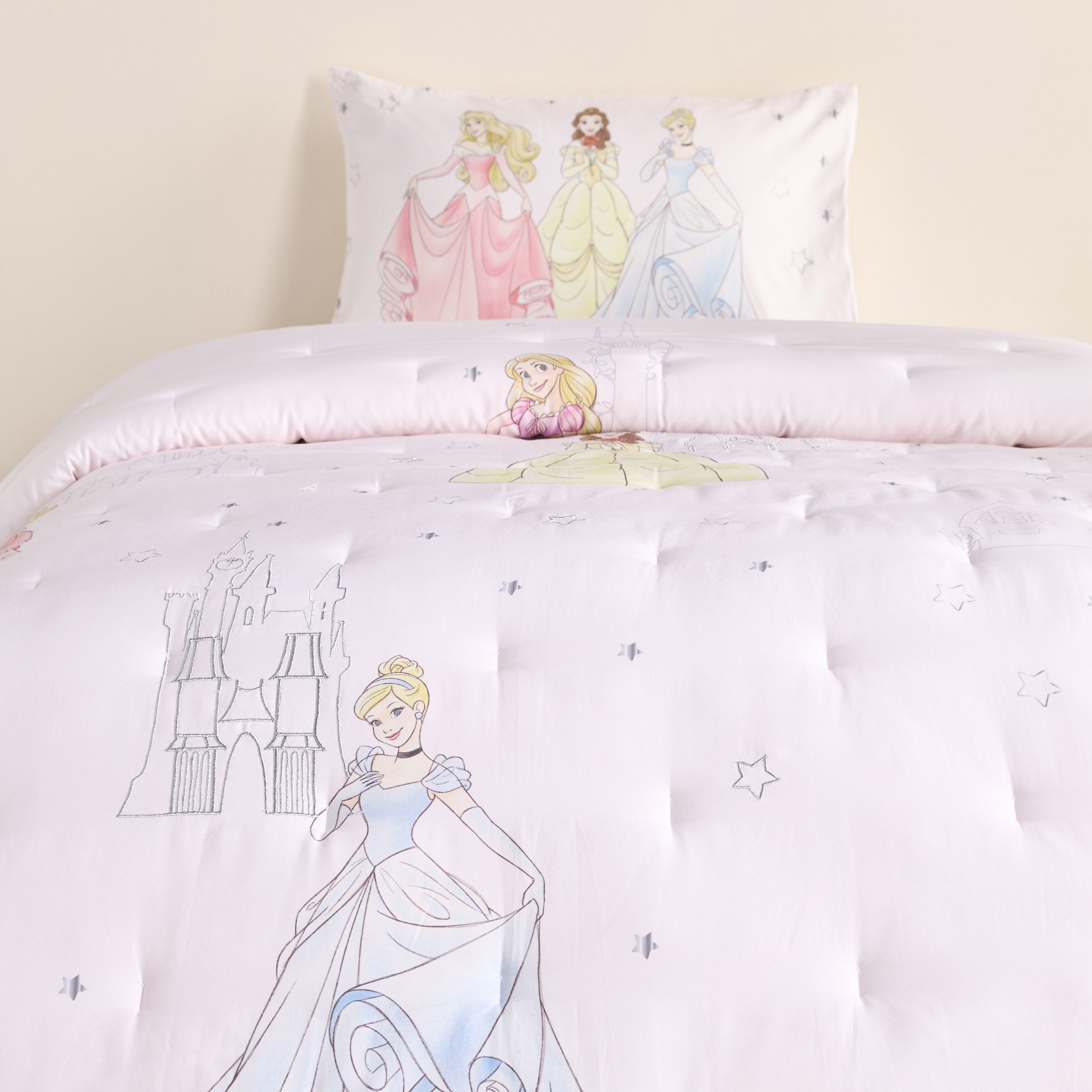 Disney Royal Princess Cotton Printed 3-Piece Full Comforter Set - 160x220 cm-babyandkids-beddingandwindows-bedding-comforters-image-2