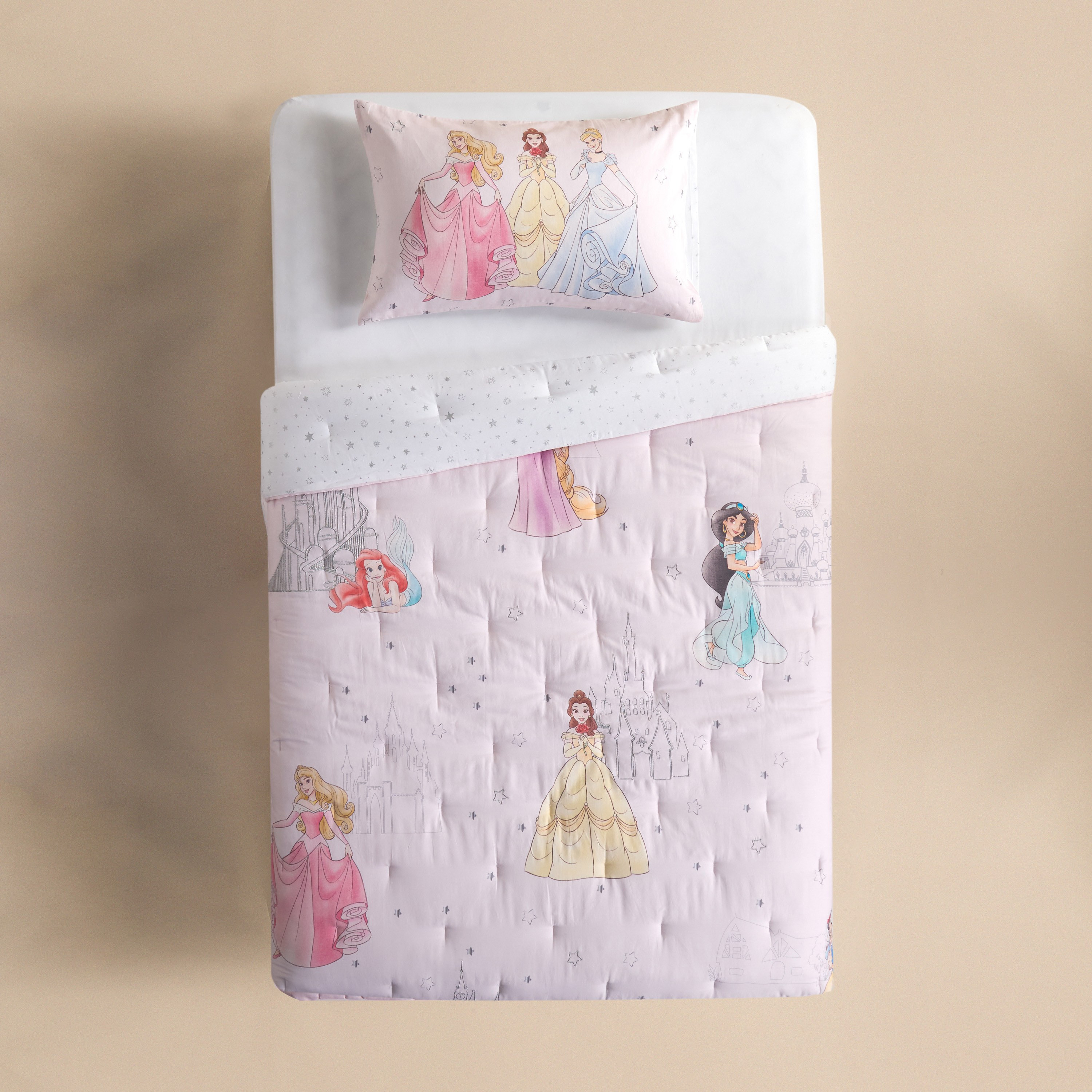Disney Royal Princess Cotton Printed 3-Piece Full Comforter Set - 160x220 cm-babyandkids-beddingandwindows-bedding-comforters-image-3