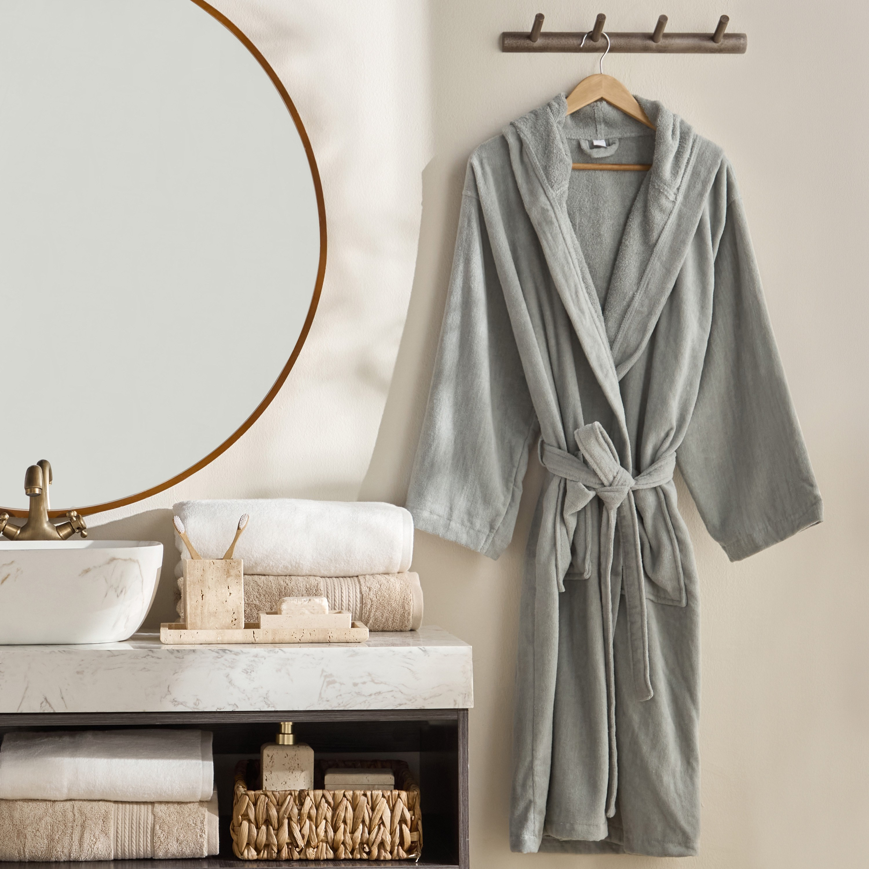 Velour Hooded Bathrobe - Medium-household-bathandlaundry-bathlinen-bathrobesandslippers-bathrobes-image-4