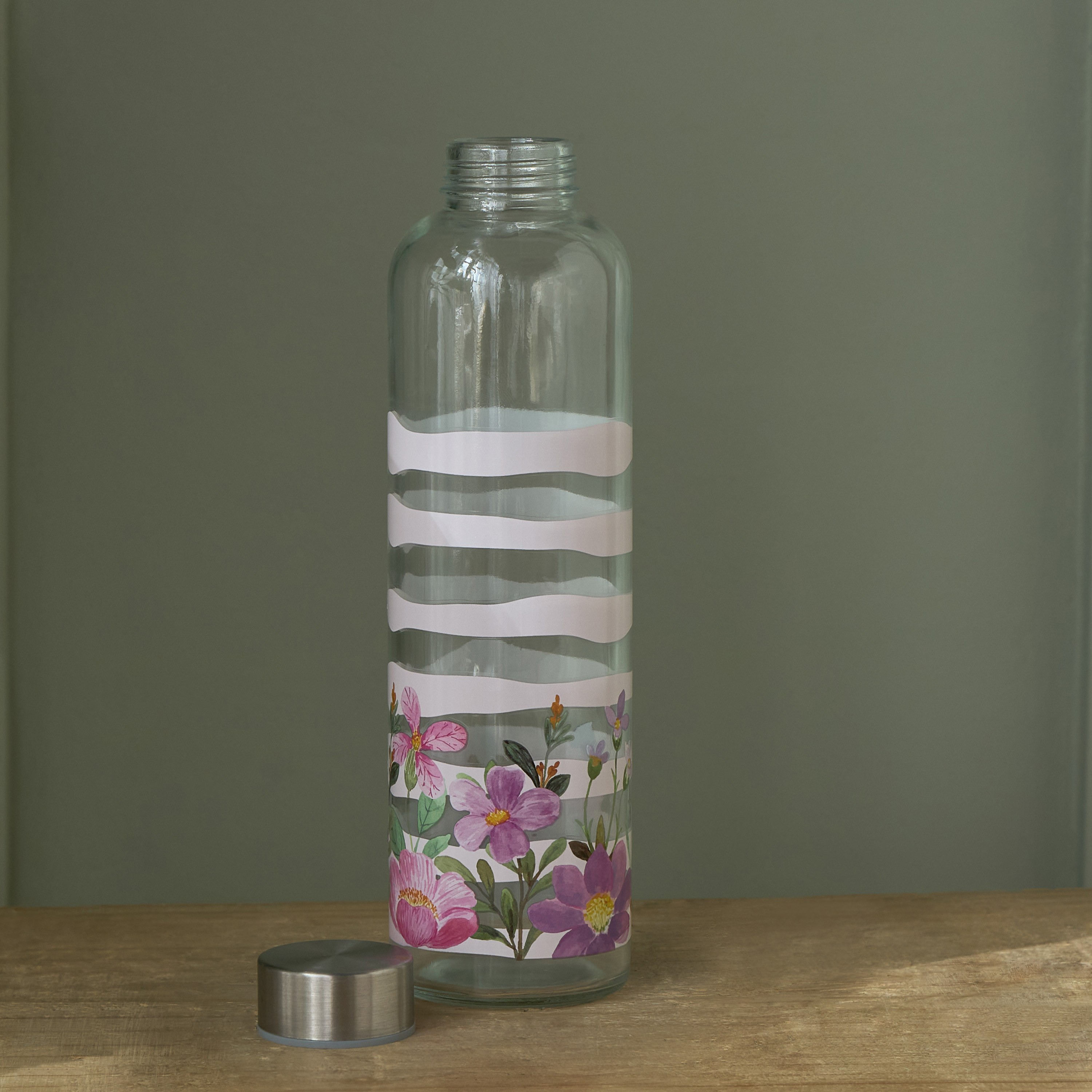 Equa Blush Floral Print Water Bottle - 600 ml-household-dining-drinkserveware-bottles-image-2