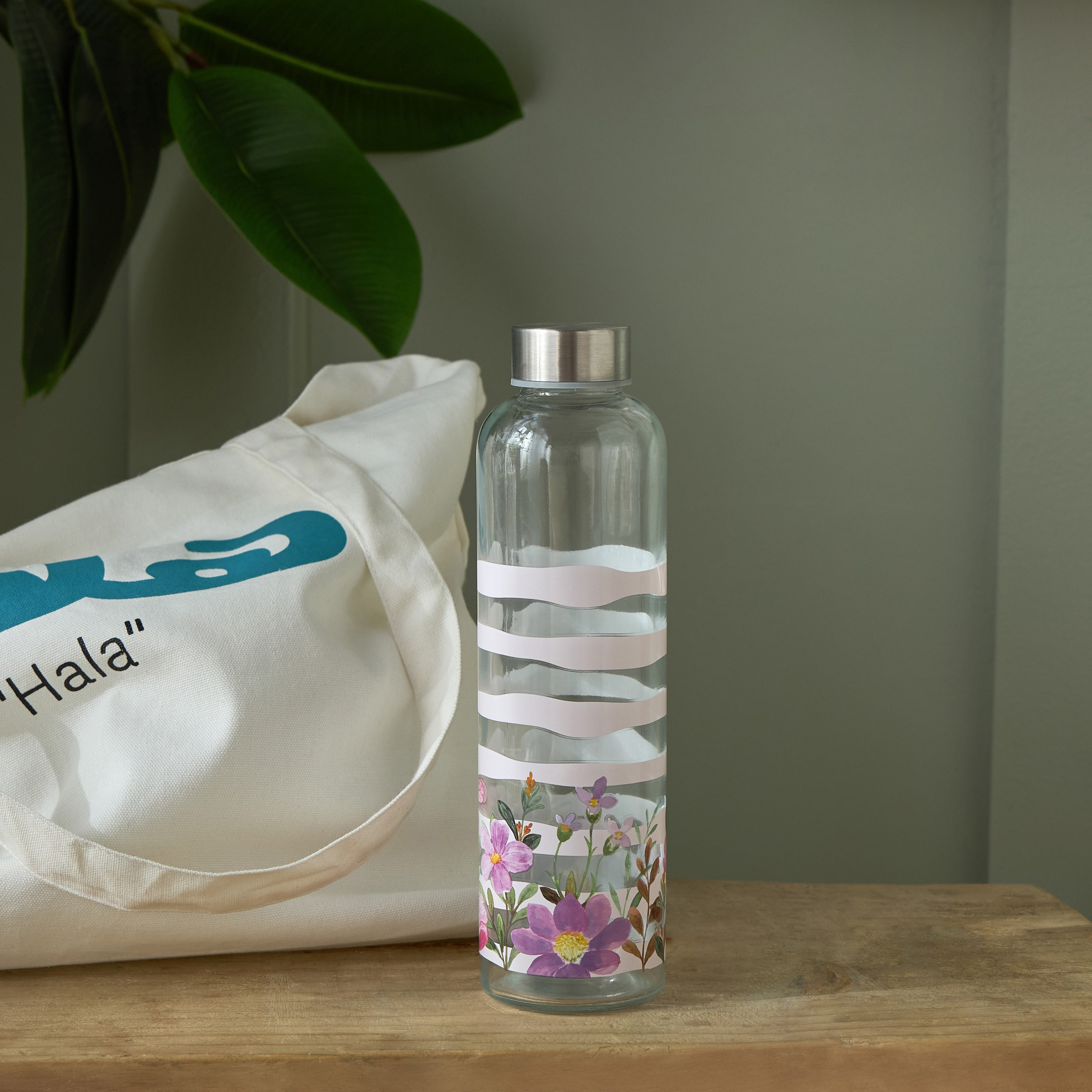 Equa Blush Floral Print Water Bottle - 600 ml-household-dining-drinkserveware-bottles-image-4