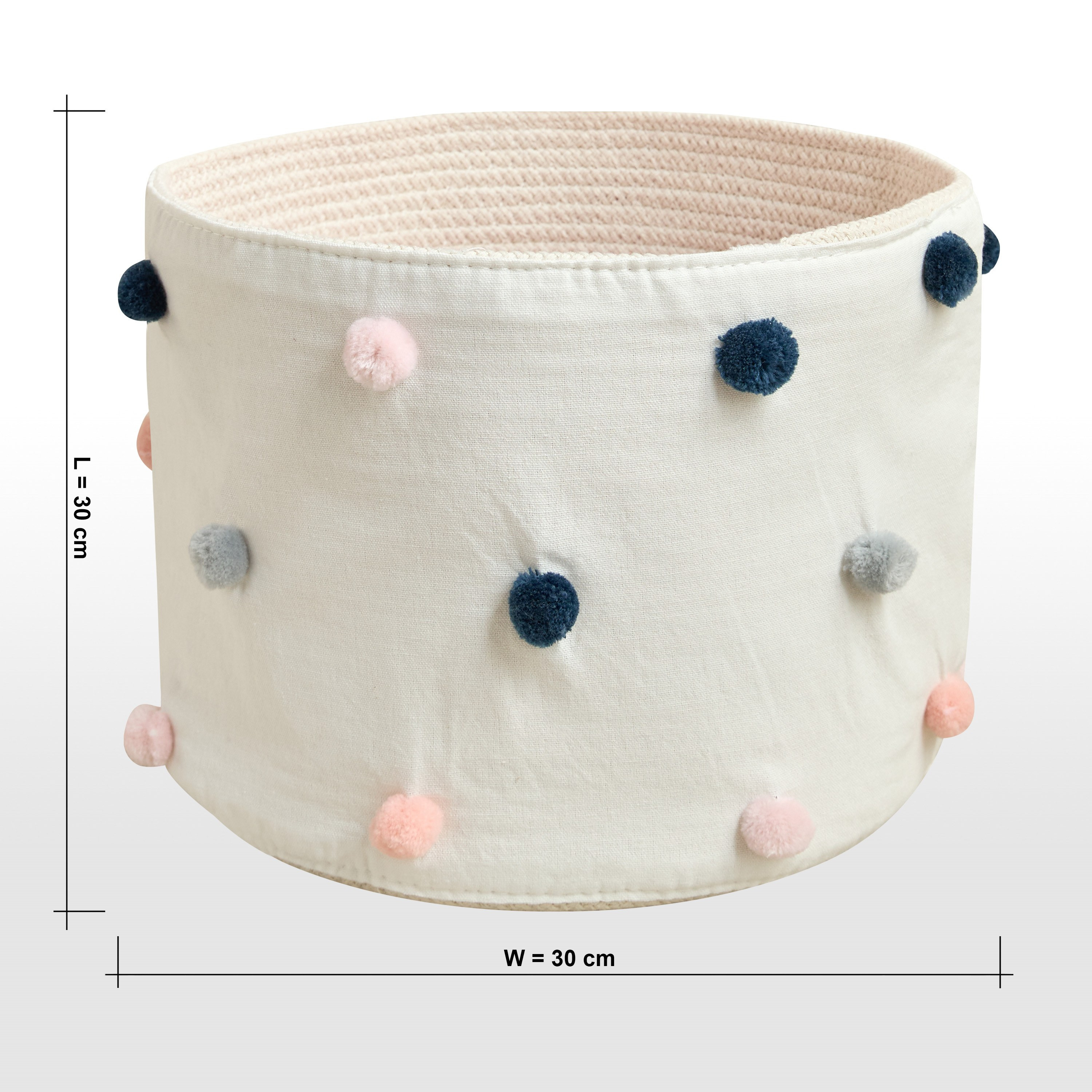 سلة قطن ناعمة بأحبال وكرات بوم بوم - دارسي-babyandkids-bathandstorage-storage-binsandbaskets-image-4