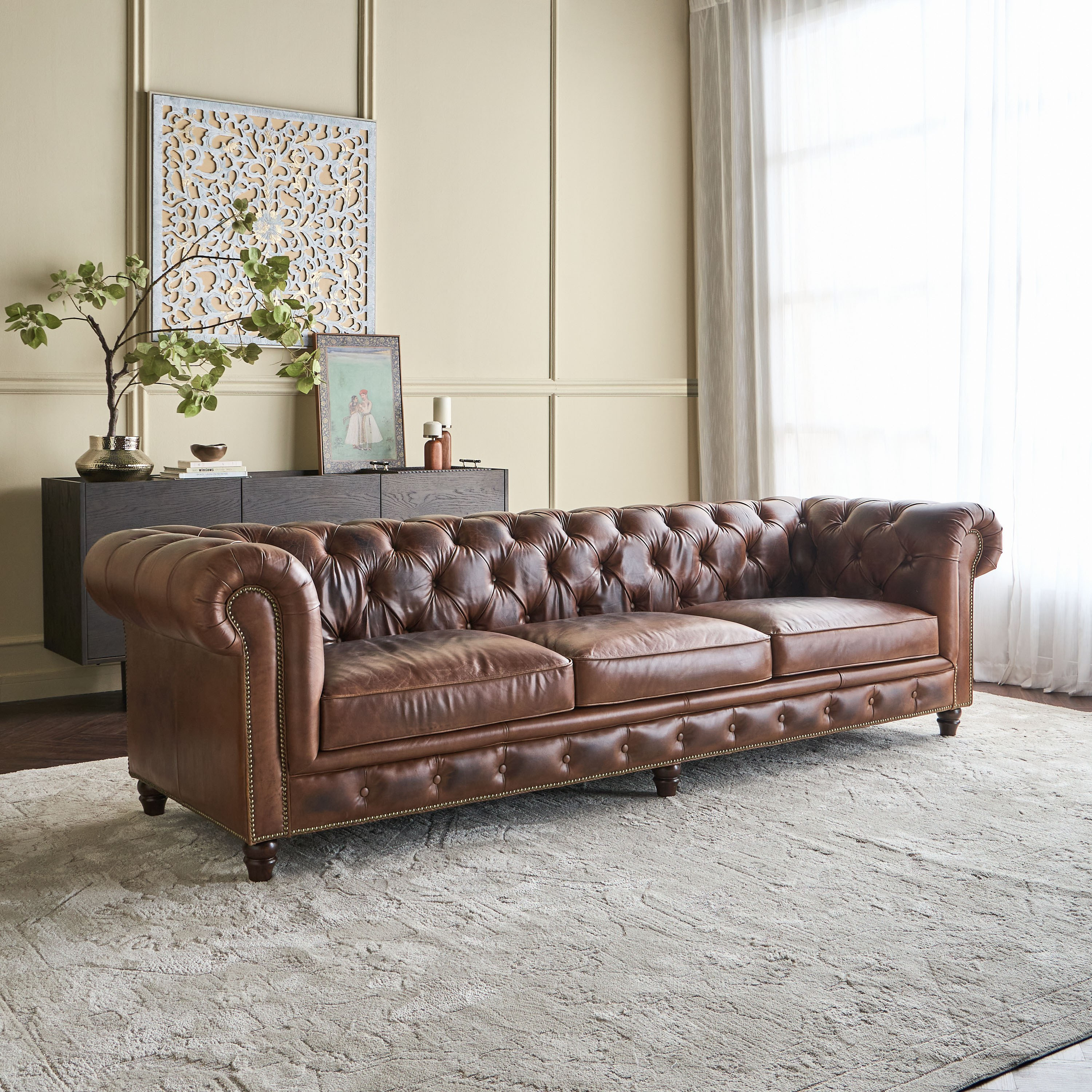 Pietro 4-Seater Full Leather Sofa