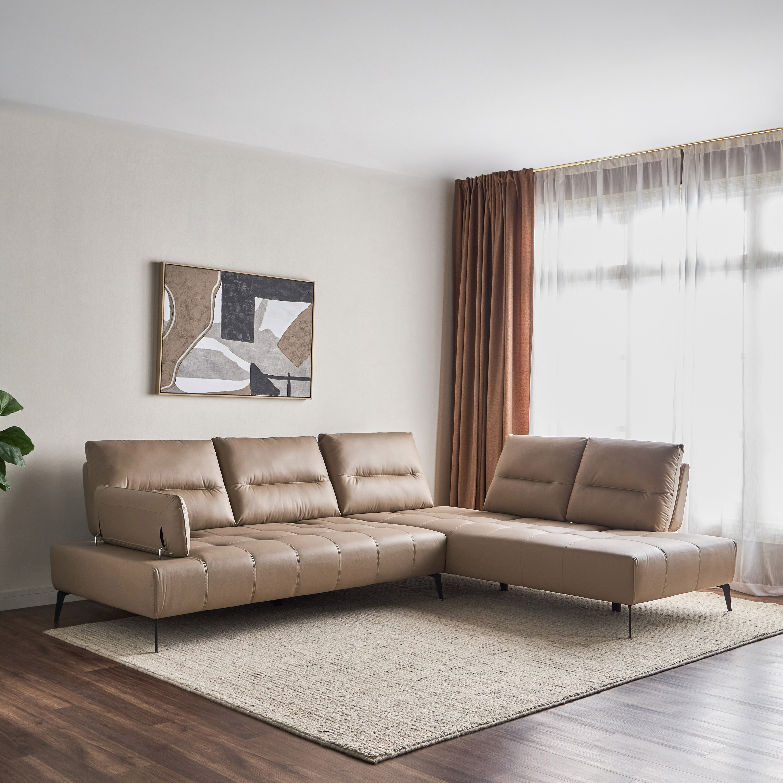 Shop Granada 4-Seater Faux Leather Right Corner Sofa | Home Centre