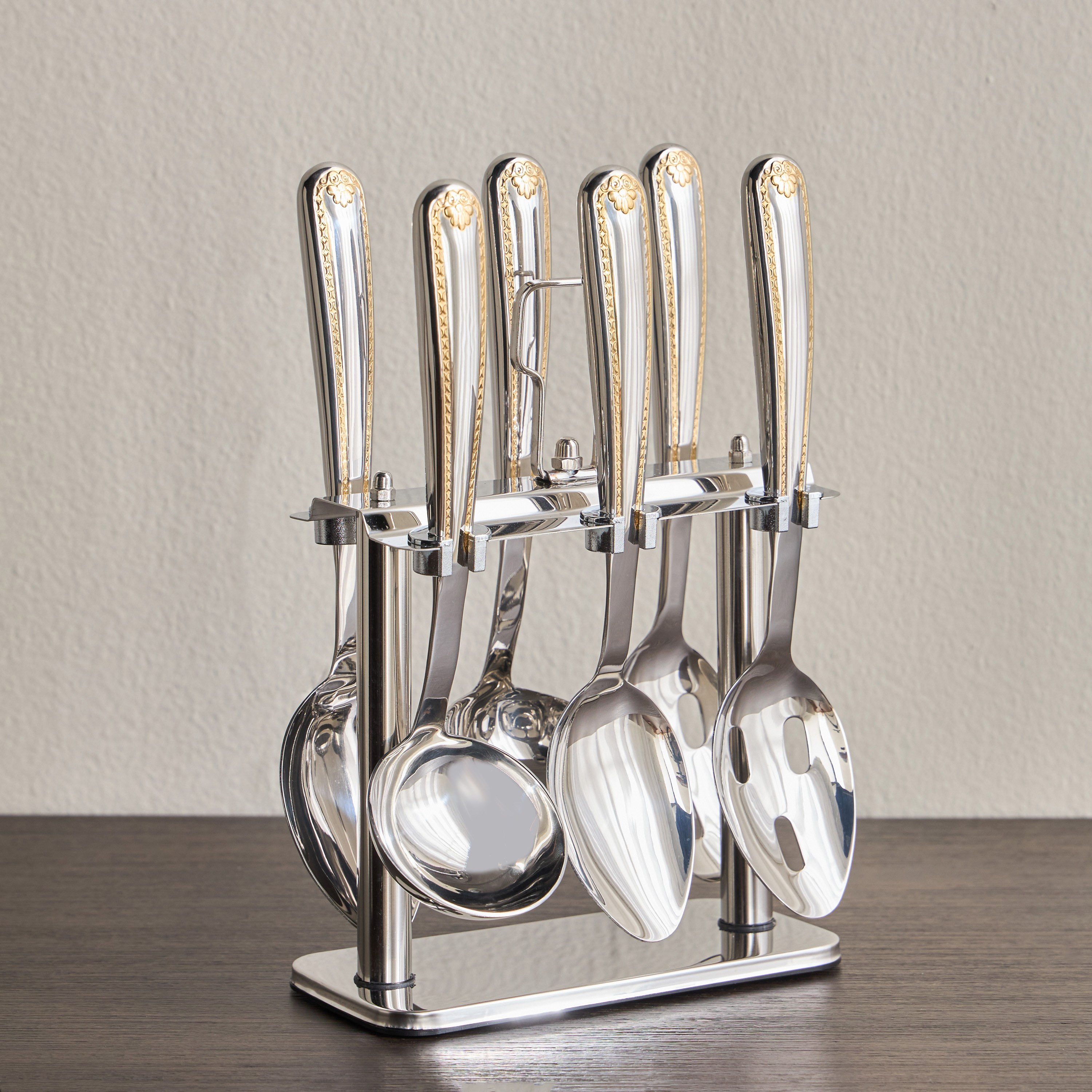 Nadira 7-Piece Serving Tool and Stand Set