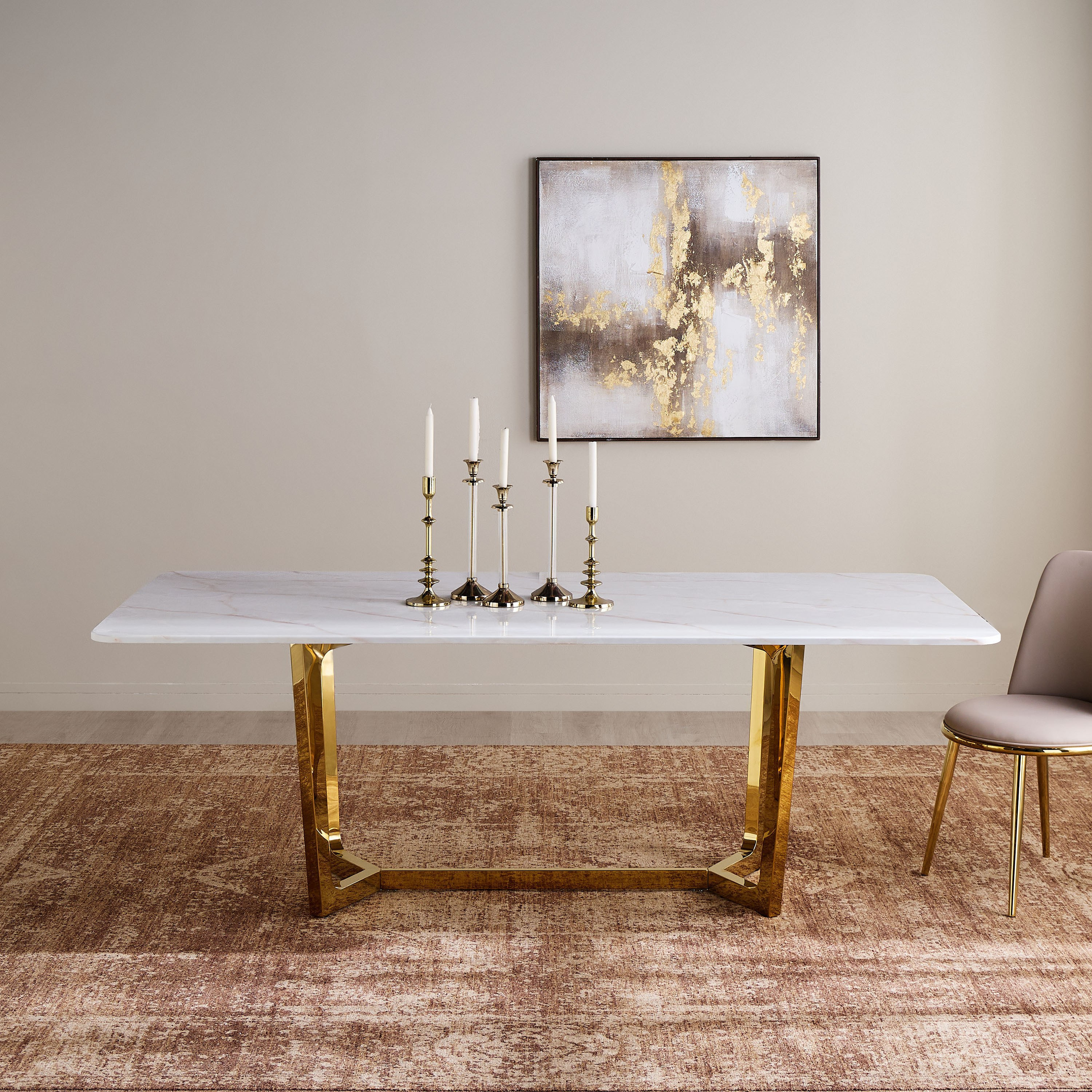 طاولة سفرة 8 مقاعد بسطح رخام - دالتون-furniture-diningroom-diningtables-image-2