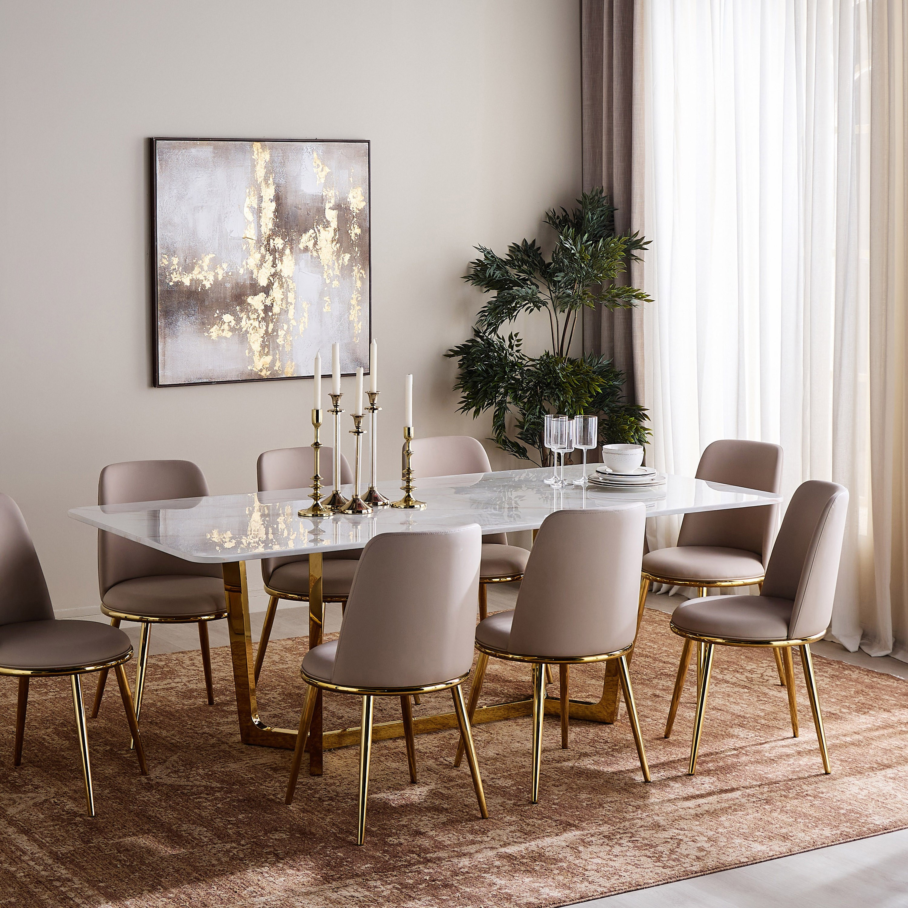 طاولة سفرة 8 مقاعد بسطح رخام - دالتون-furniture-diningroom-diningtables-image-6