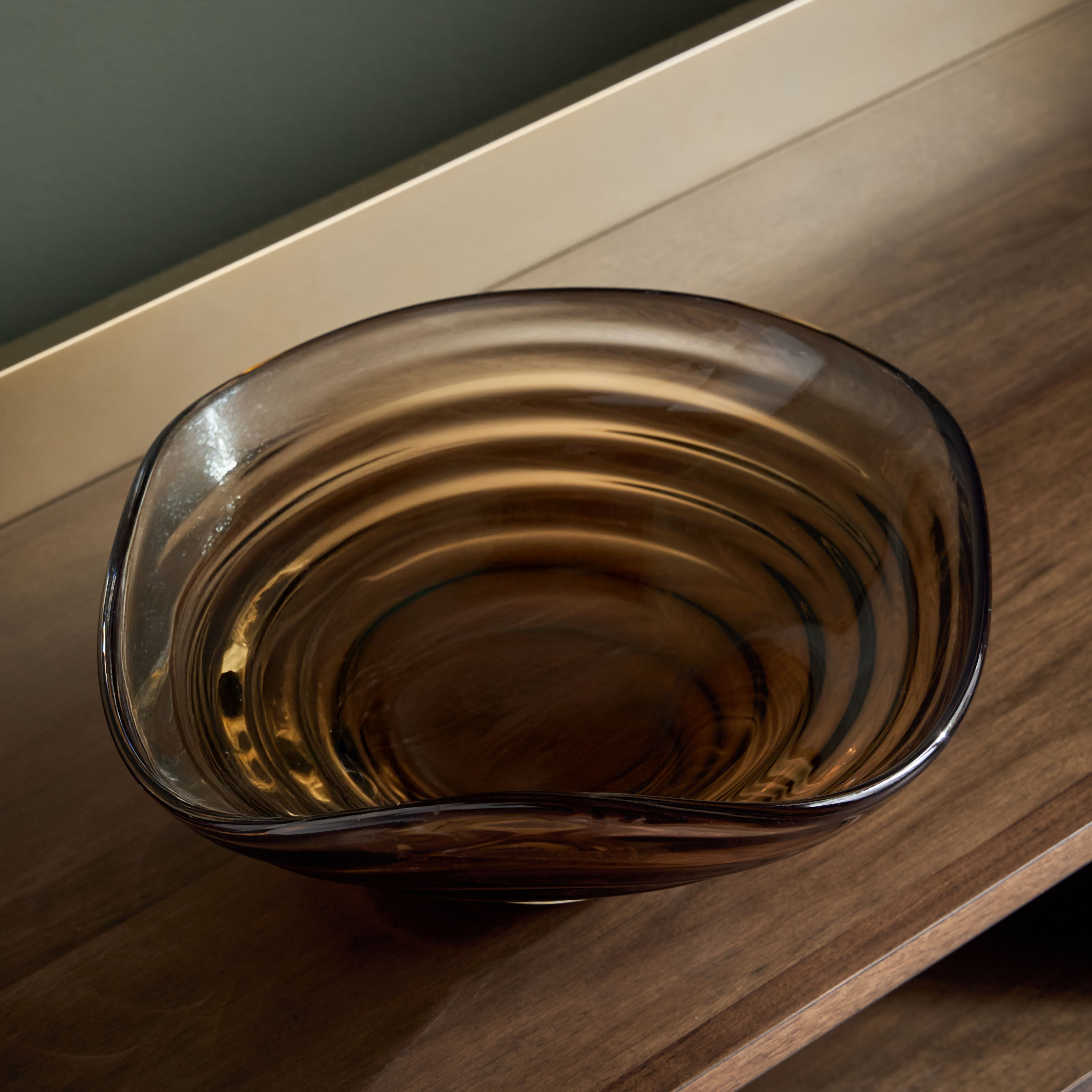 Nexus Ribbed Glass Decorative Bowl - 30 cm-household-decor-vasesandbowls-image-2