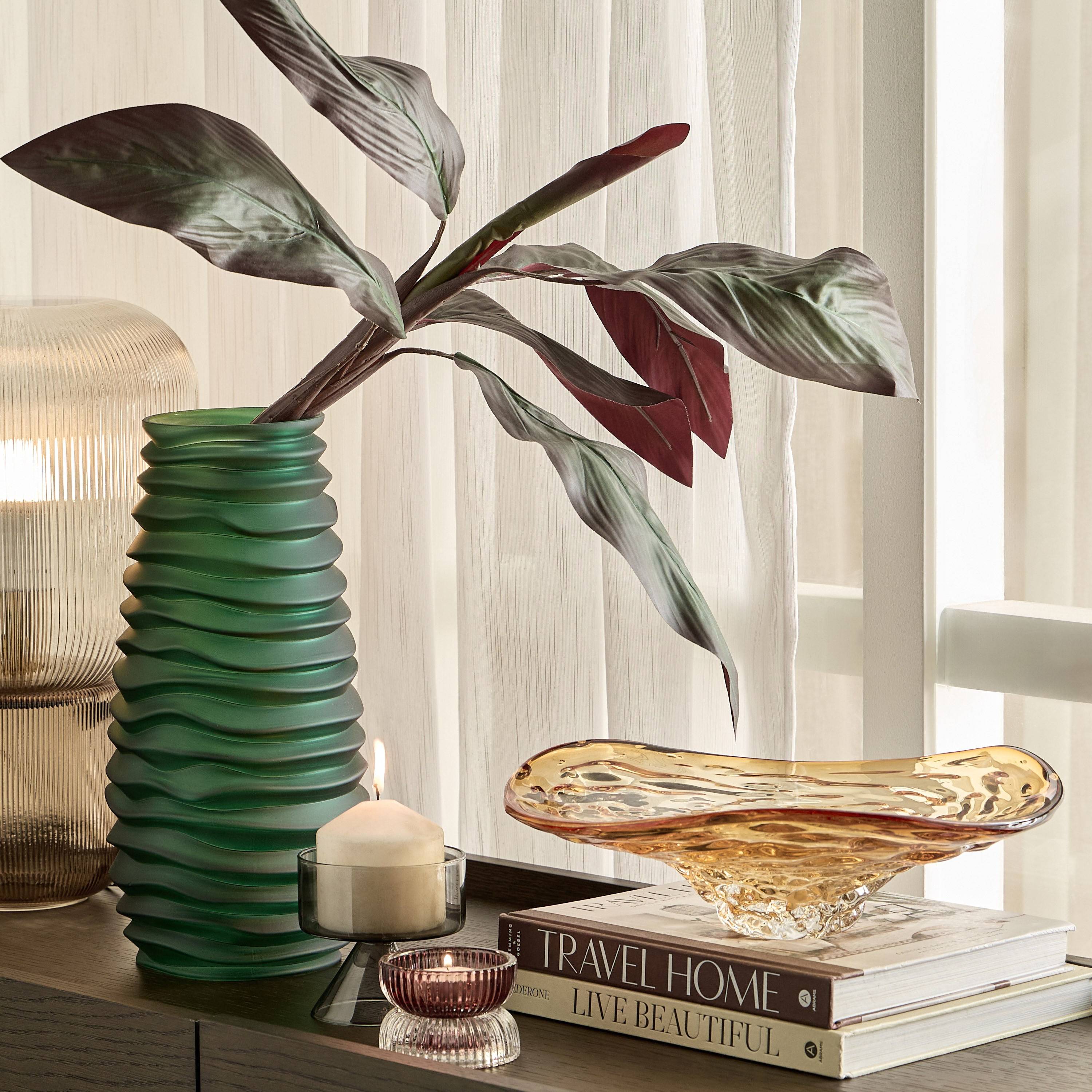 Lugano Glass Decorative Bowl - 32x32 cm-household-decor-vasesandbowls-image-3