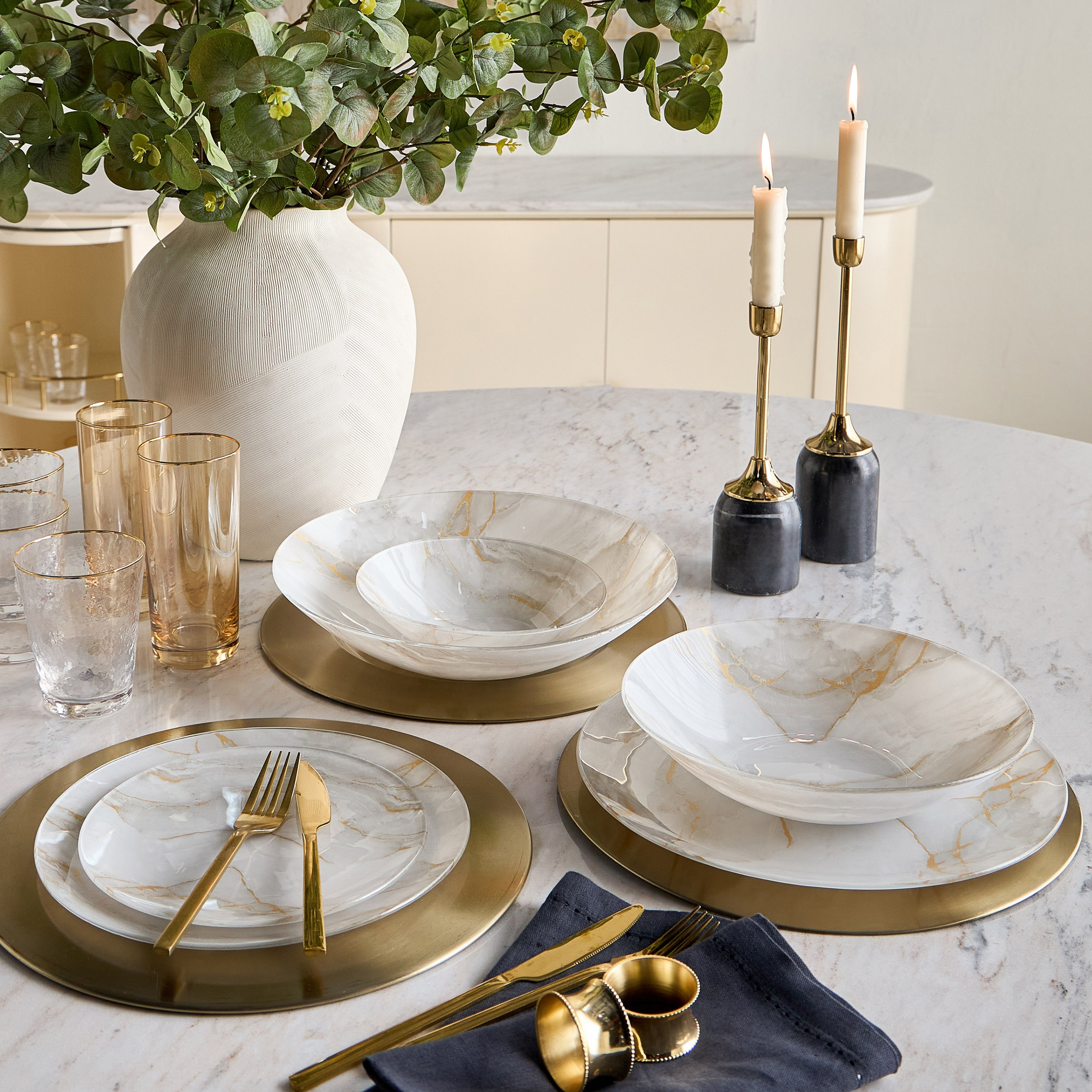 وعاء تقديم زجاجي - ماربل - 25 سم-household-dining-dinnerware-bowls-image-3