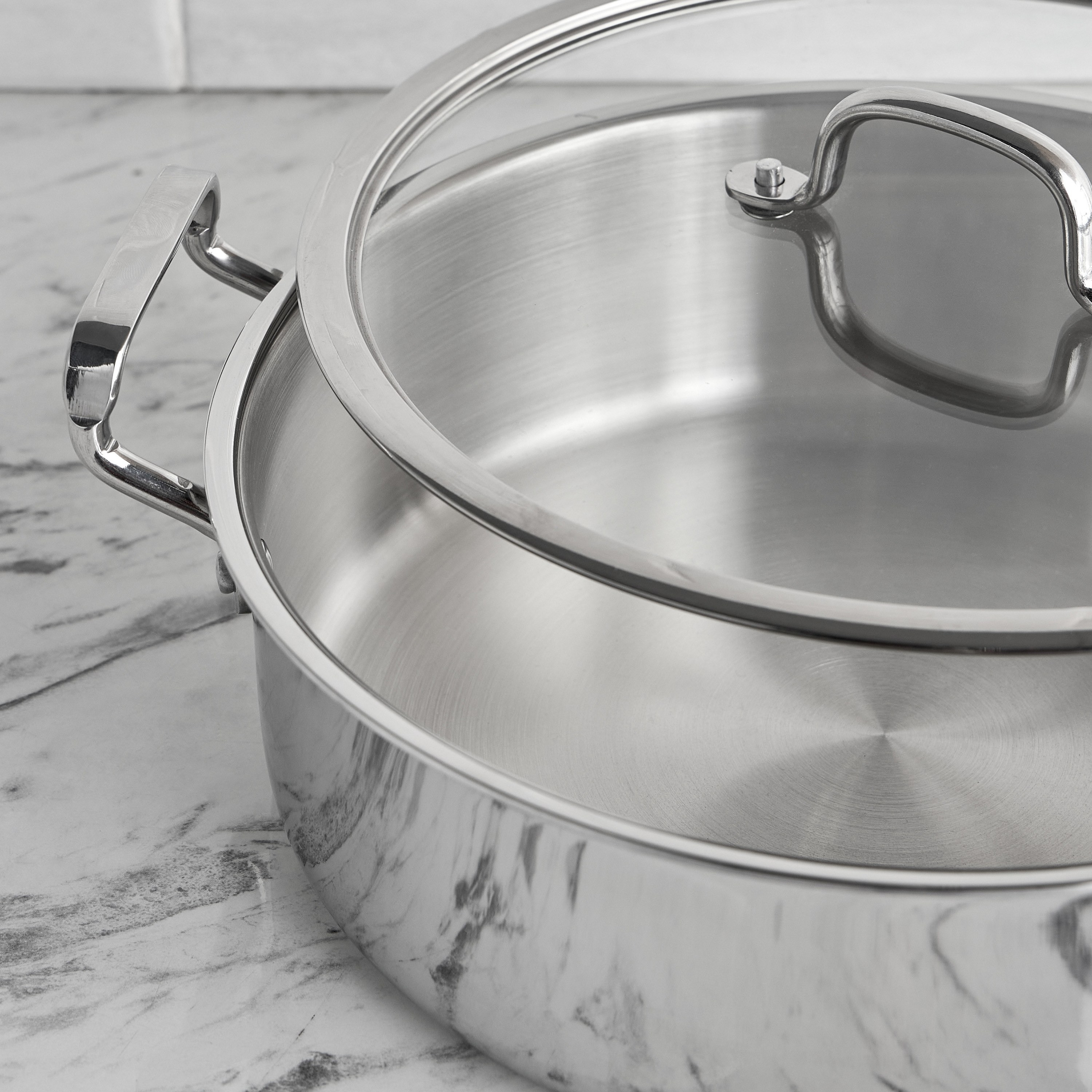 Argent Stainless Steel Induction Base Shallow Pot - 5 L-household-kitchen-cookware-potsandpans-image-2