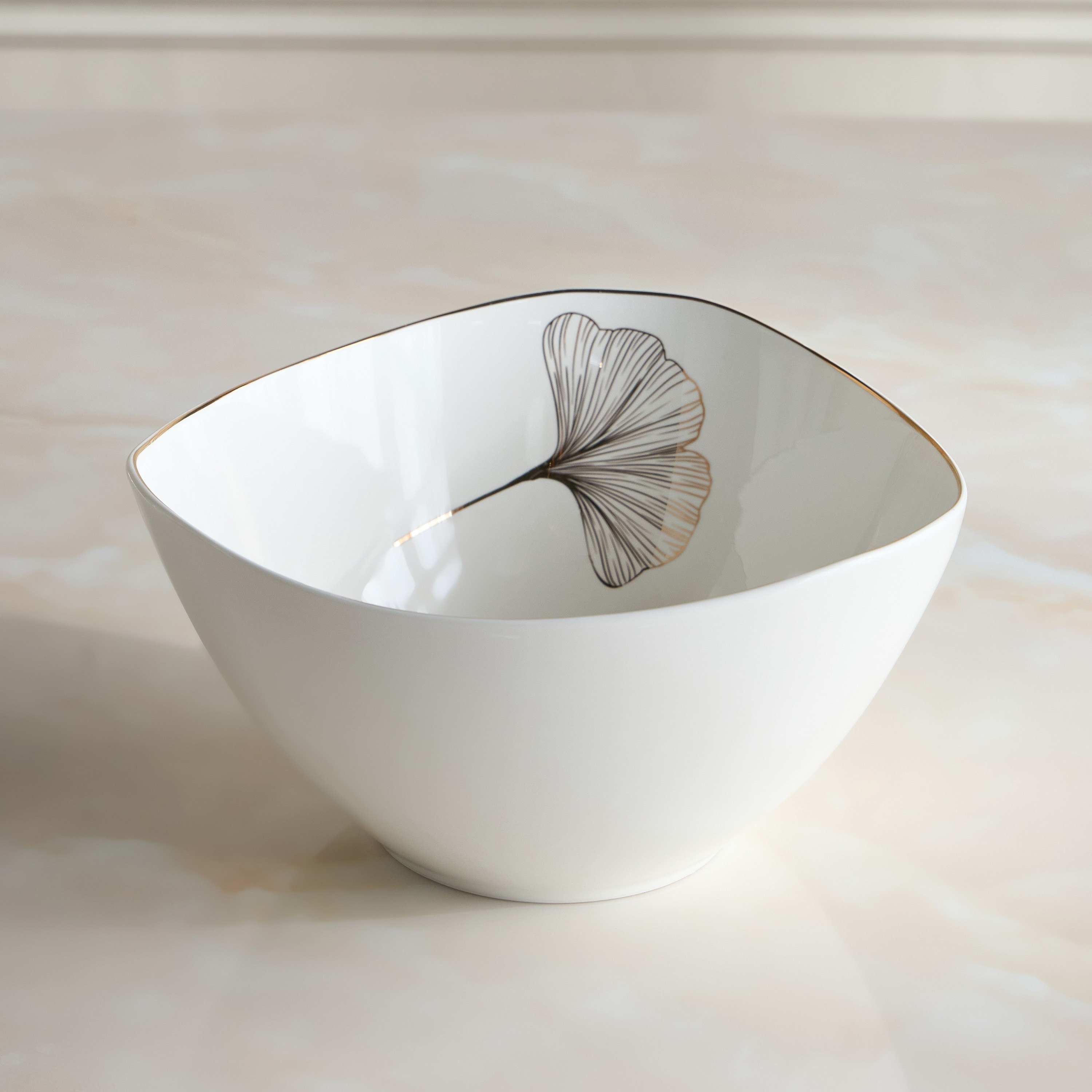 Gingko Porcelain Serving Bowl - 22 cm