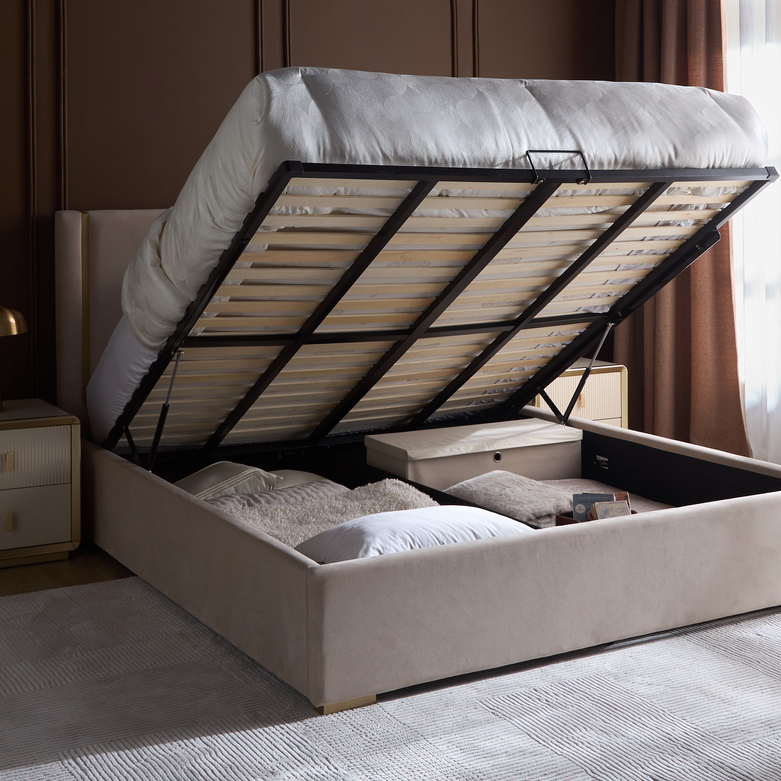 سرير كوين بمساحة تخزين هيدروليك - كوبا- 160x200 سم-furniture-bedroom-beds-image-9