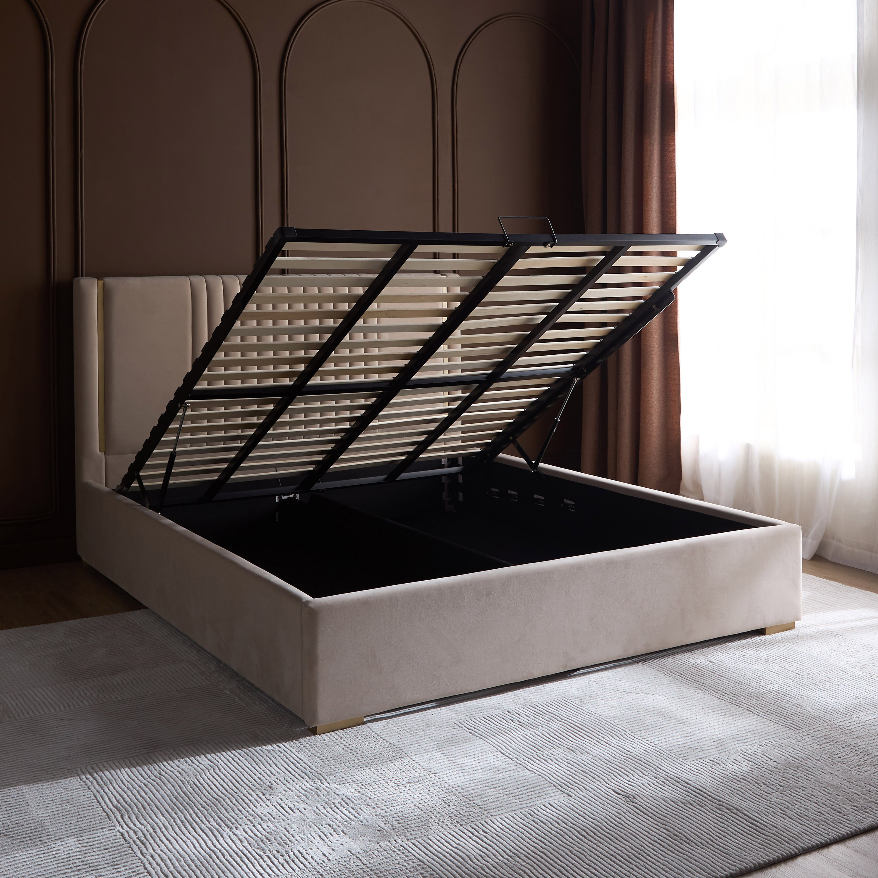 سرير كوين بمساحة تخزين هيدروليك - كوبا- 160x200 سم-furniture-bedroom-beds-image-3