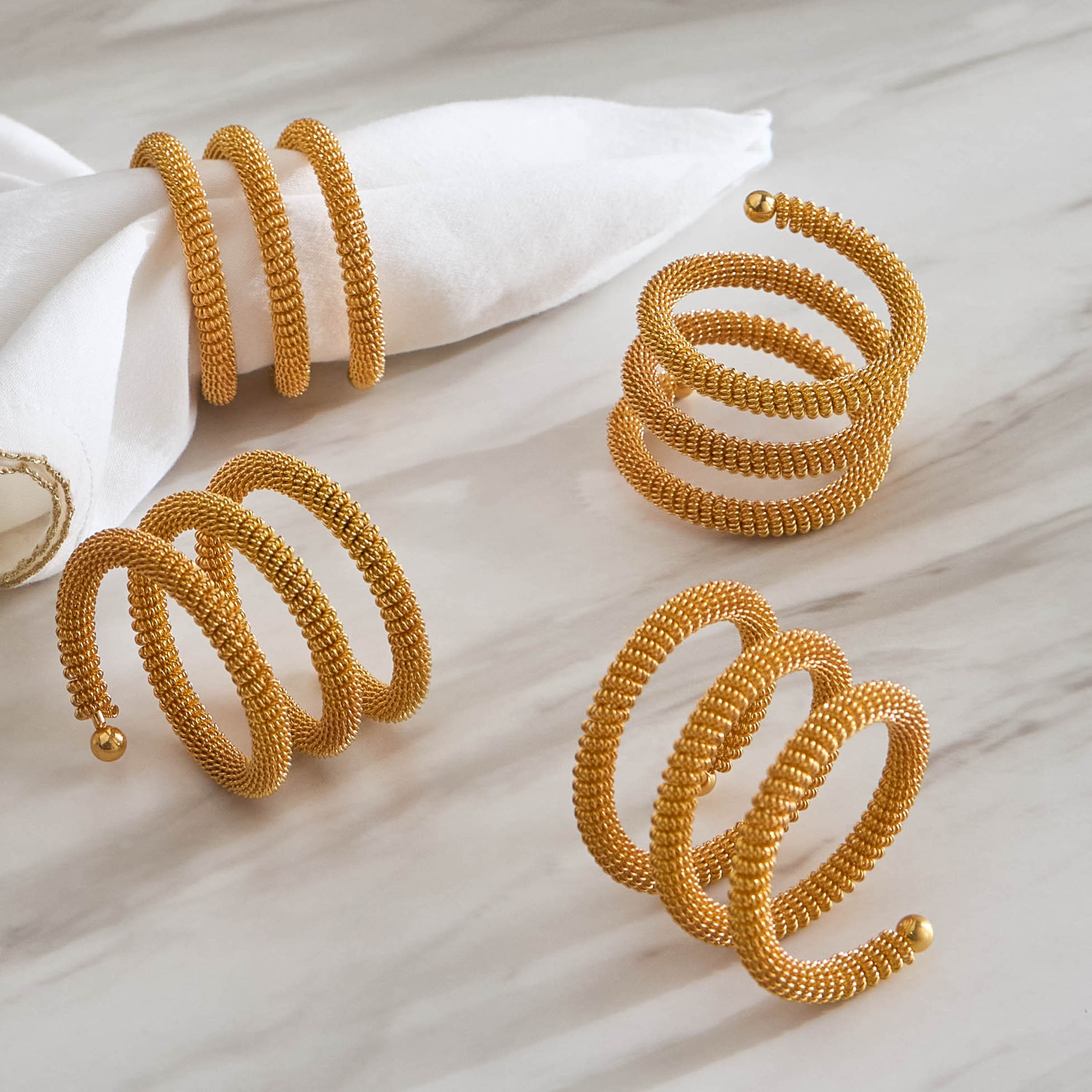 Swirled 4-Piece Napkin Ring Set - 5 cm-household-dining-tablelinen-napkinsandaccessories-image-1
