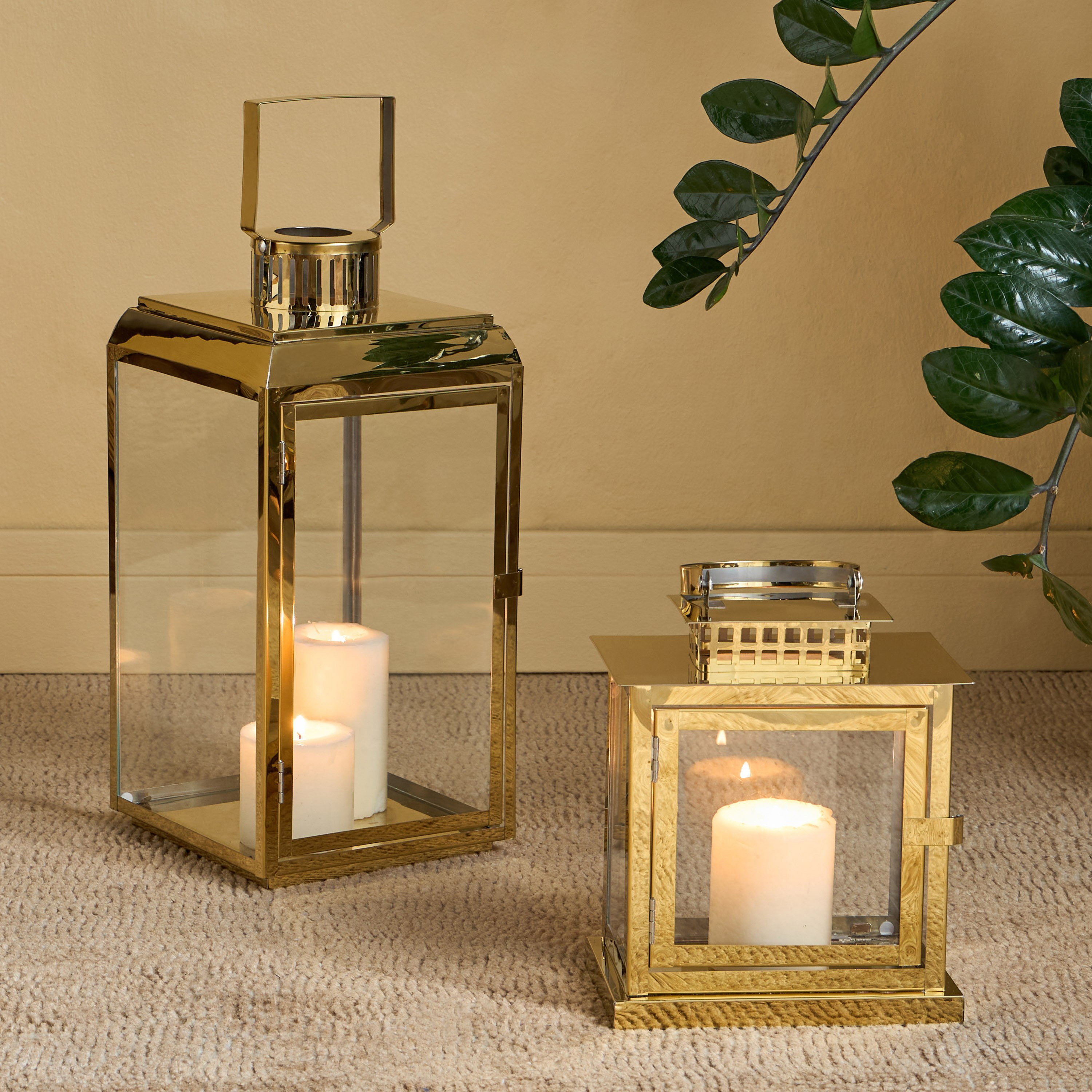 Elias Stainless Steel and Glass Lantern - 24 cm-household-decor-candleholdersandlanterns-image-5