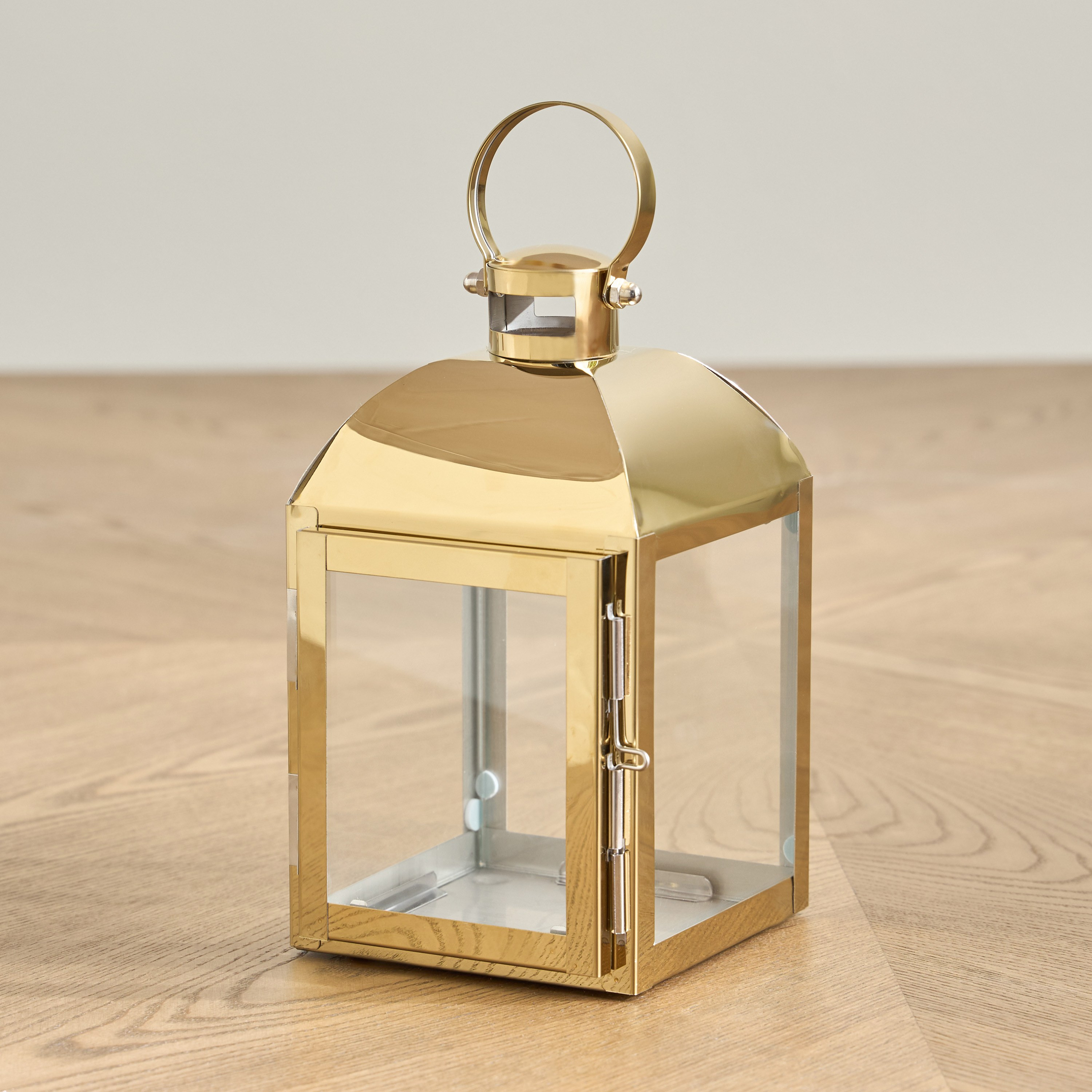 Rose Stainless Steel and Glass Lantern - 19 cm-household-decor-candleholdersandlanterns-image-1